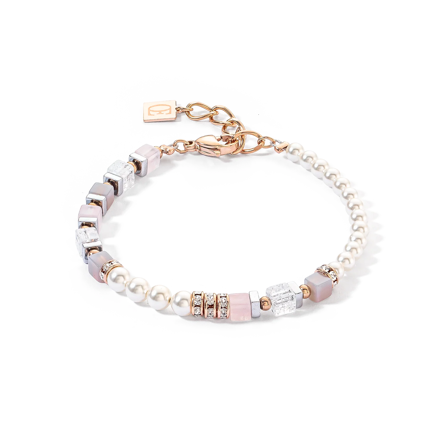 Bracelet Precious Fusion Offset or rose et rose glacé