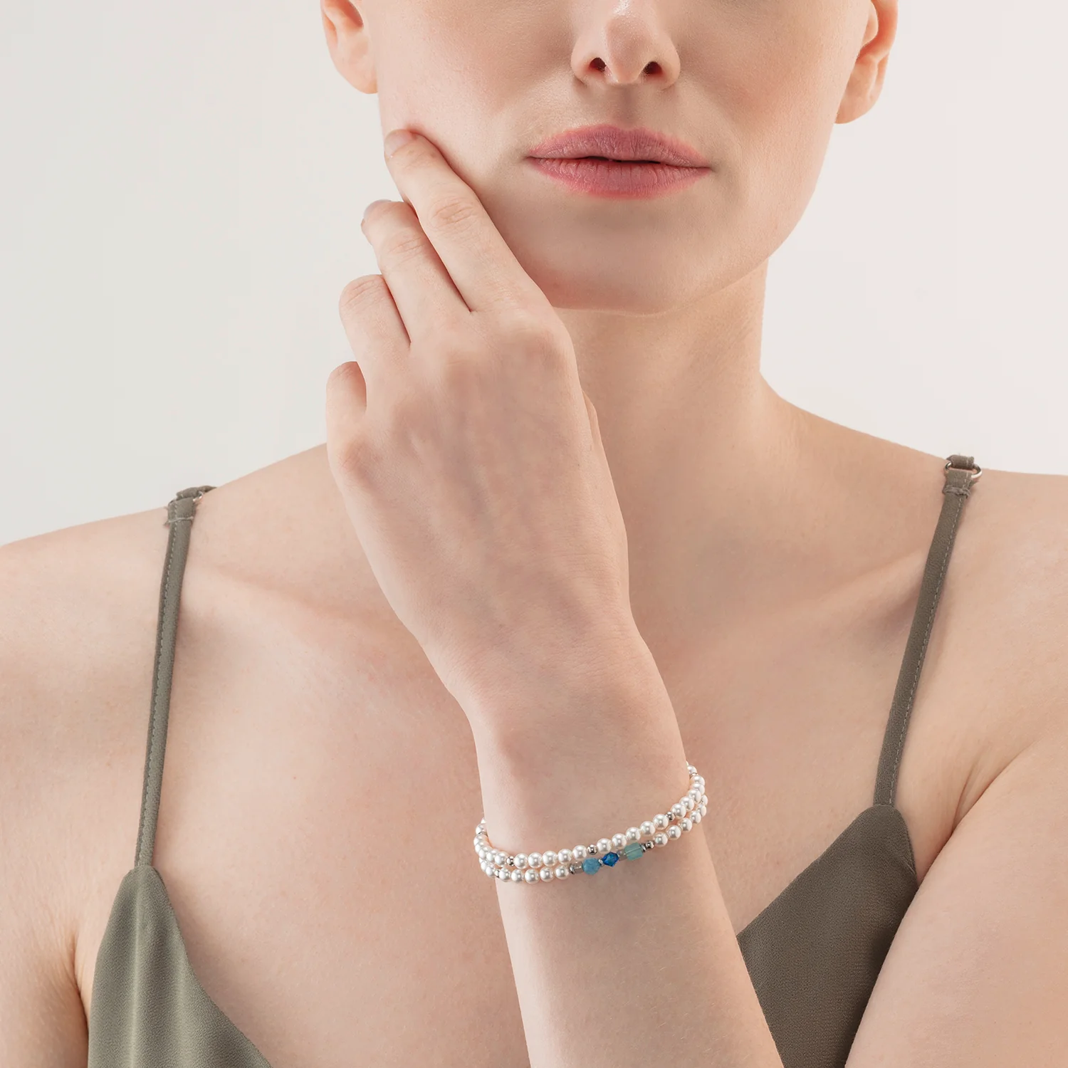 Bracelet Princess Pearls Wrap Around argent bleu - Image 3