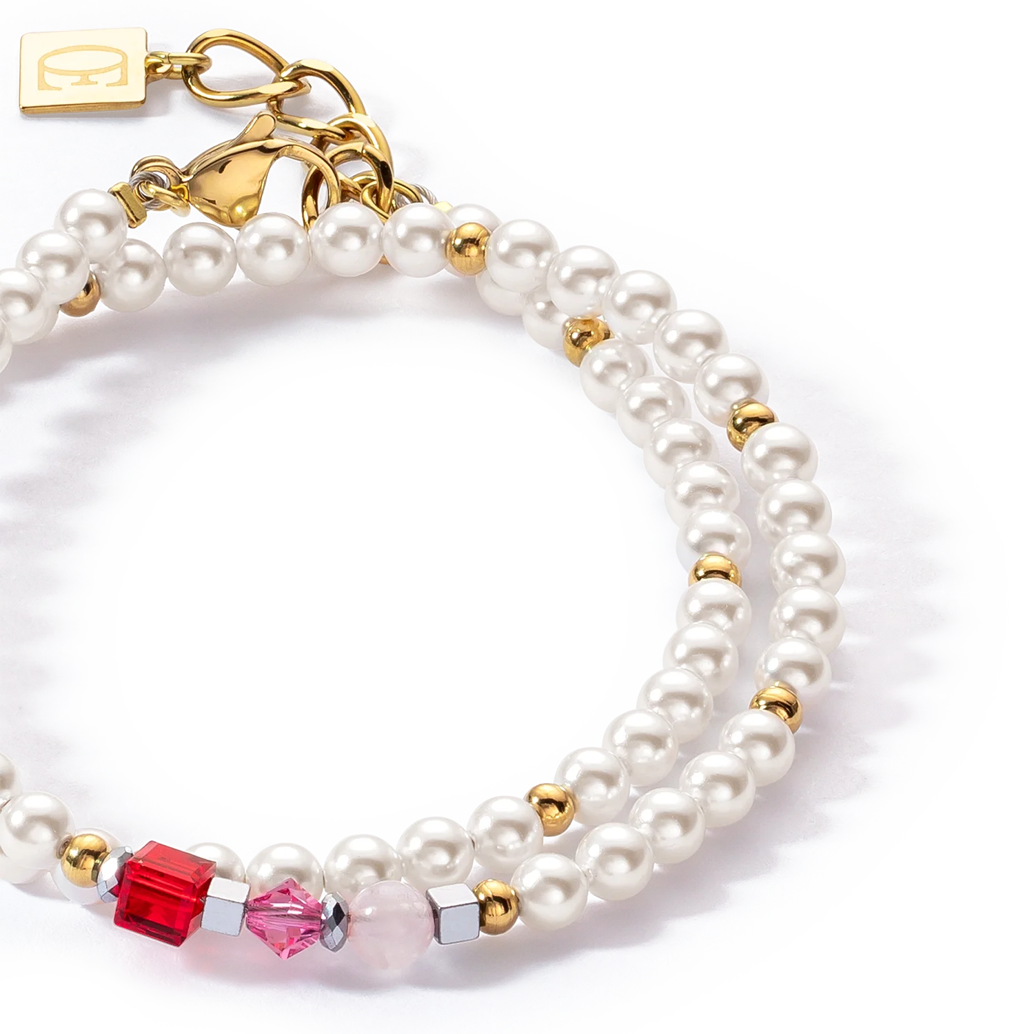 Bracelet Princess Pearls Wrap Around or rouge - Image 2