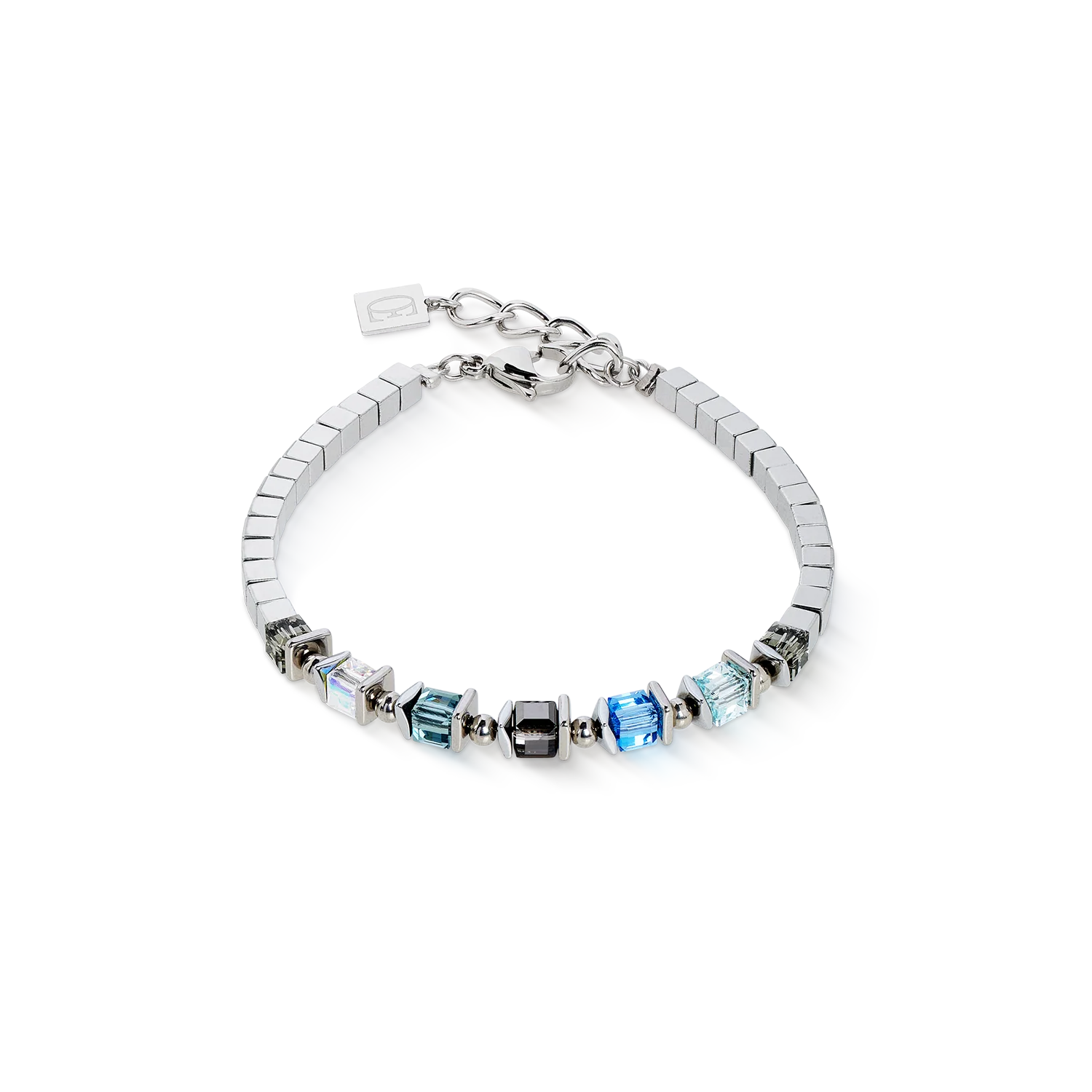 Bracelet Sparkling Cubes Fusion Chain argent-bleu