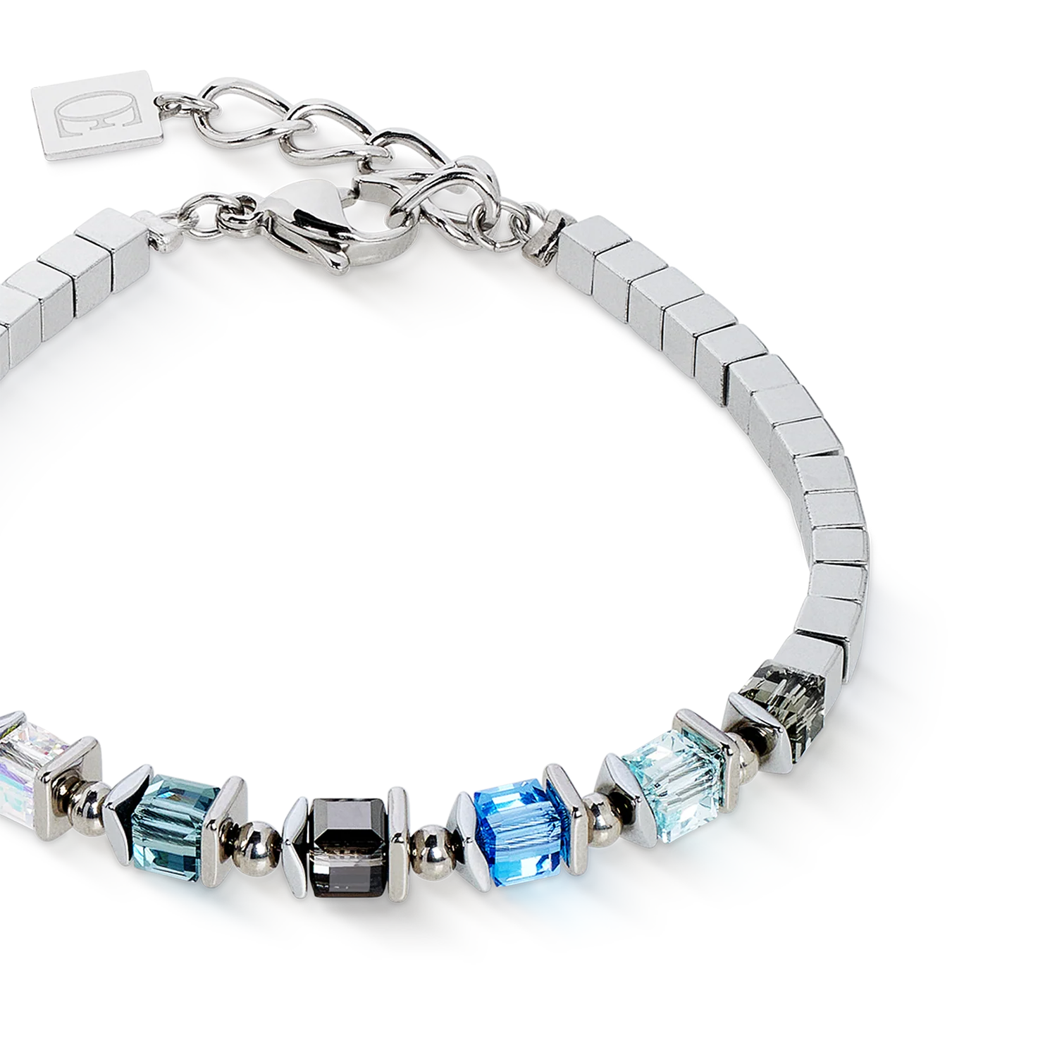 Bracelet Sparkling Cubes Fusion Chain argent-bleu - Image 2