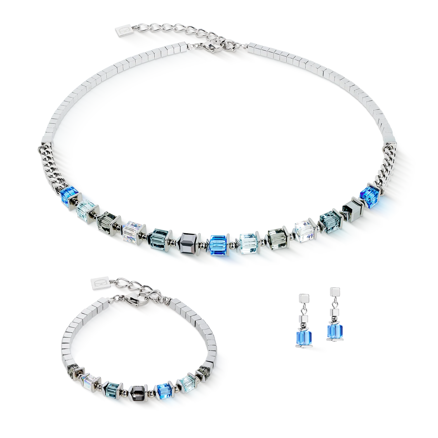 Bracelet Sparkling Cubes Fusion Chain argent-bleu - Image 3