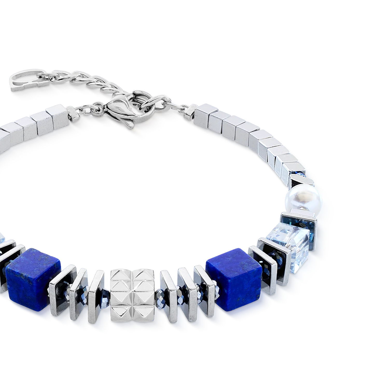 Bracelet Statement Cube Facets argent-bleu - Image 2