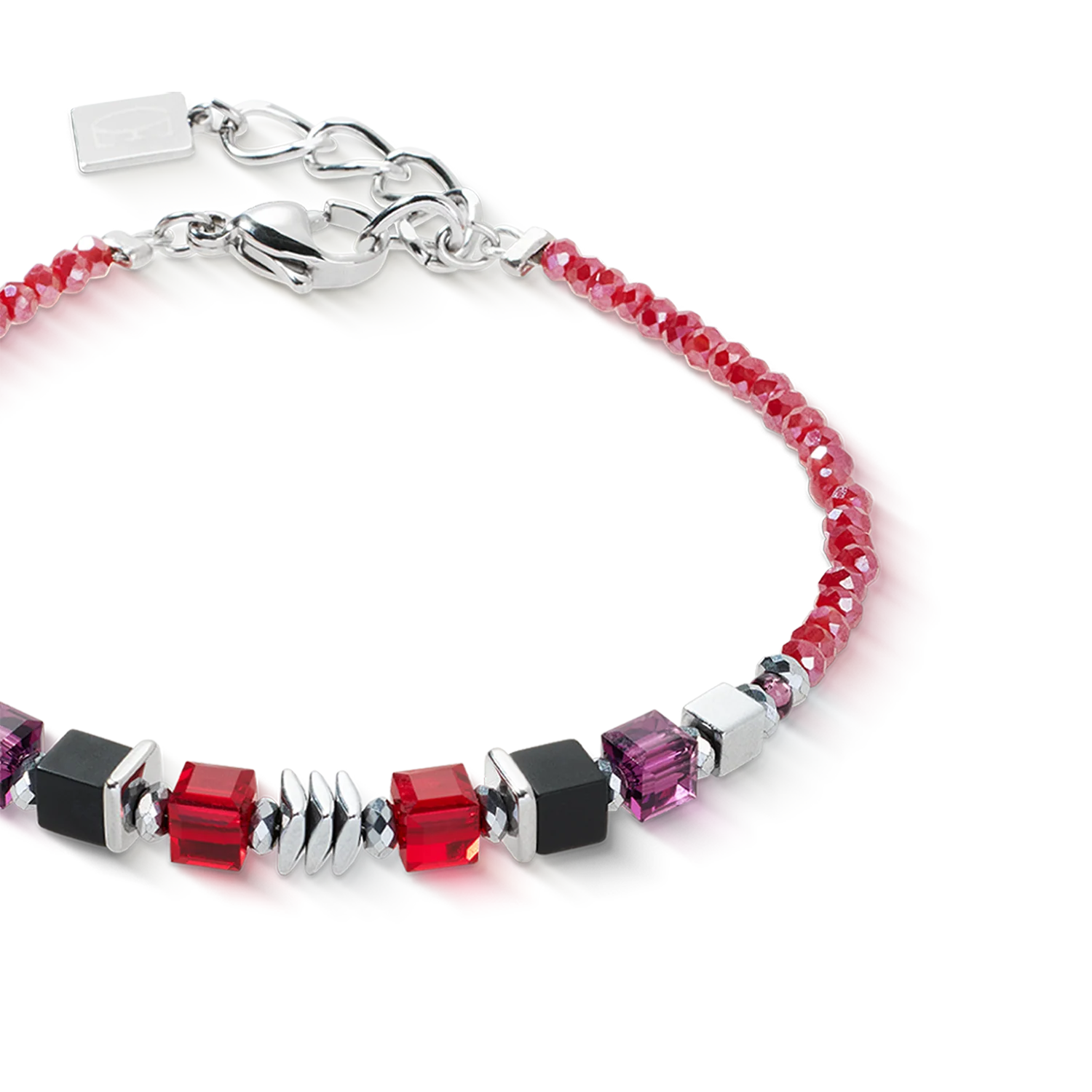 Bracelet Wave Cube Flow argent-rouge - Image 2