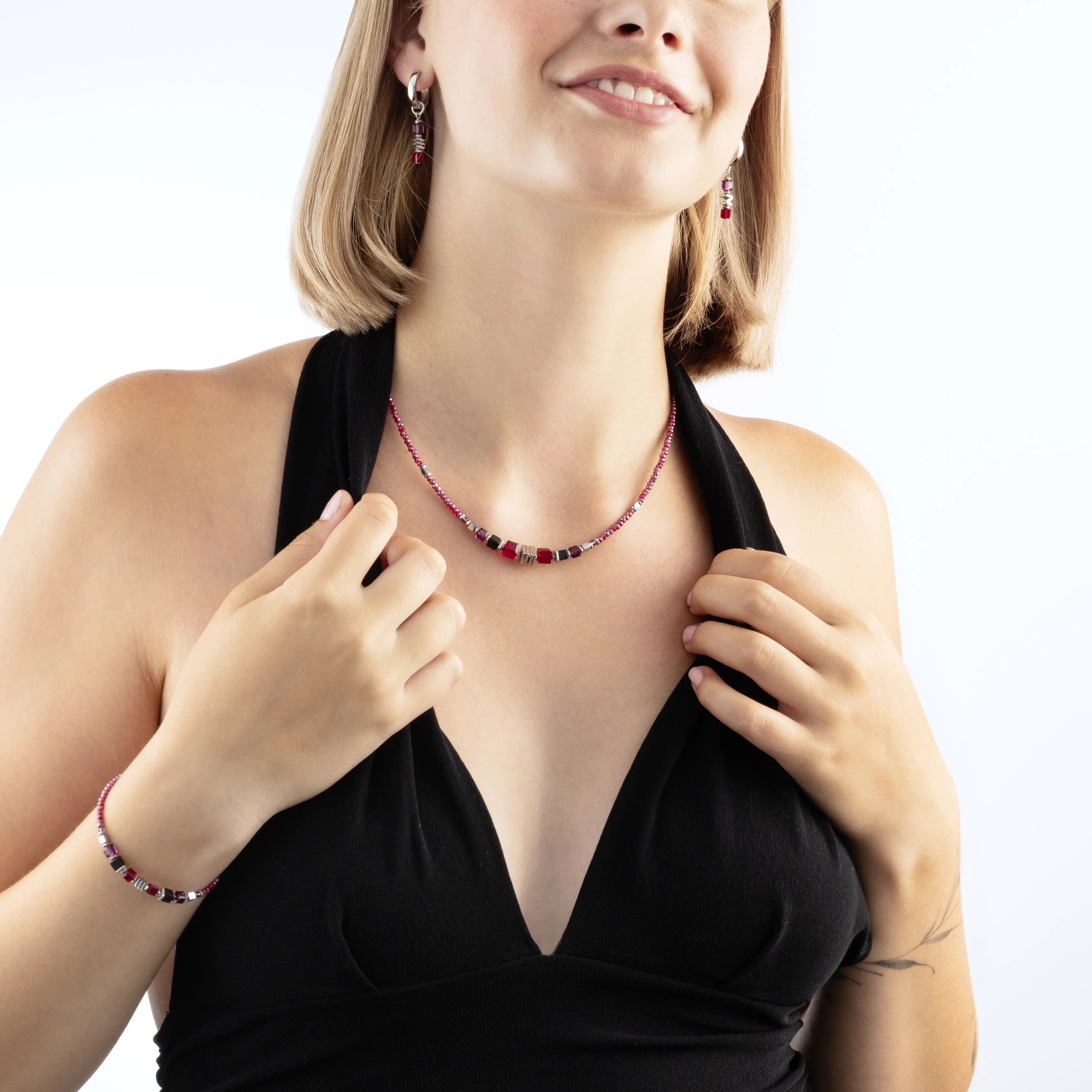 Bracelet Wave Cube Flow argent-rouge - Image 4