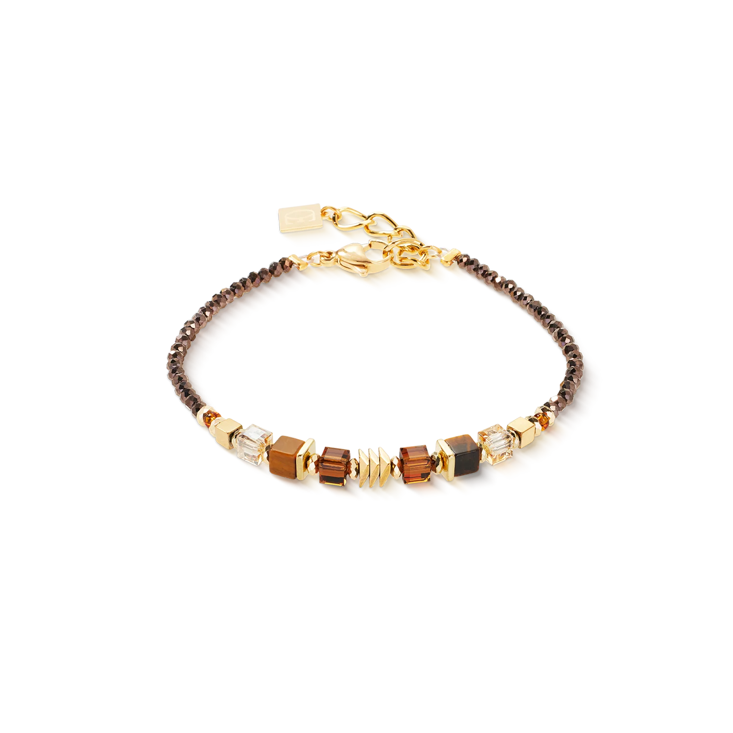 bracelet Wave Cube Flow or-marron