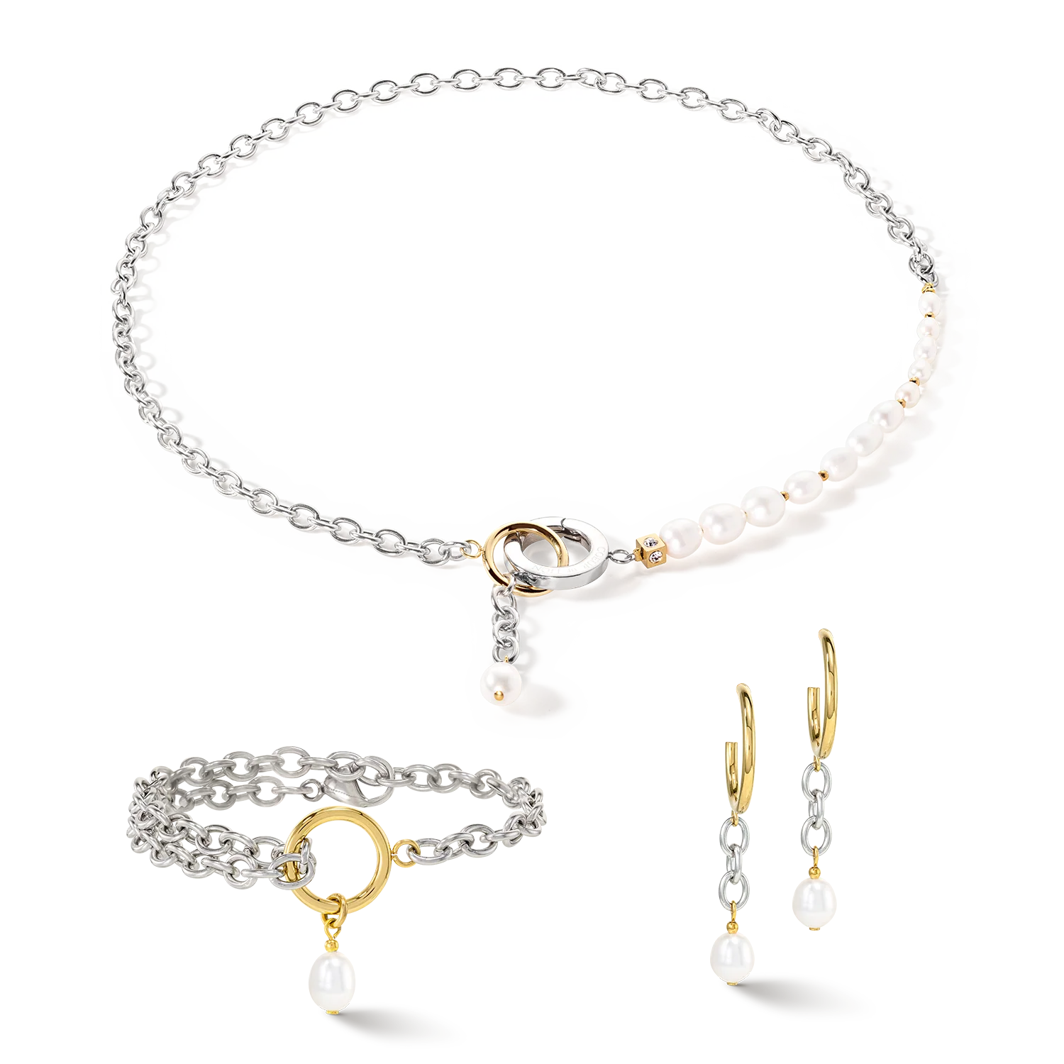 Bracelet Y & Perles d'eau Douce ovales avec O-ring bicolores - Image 3