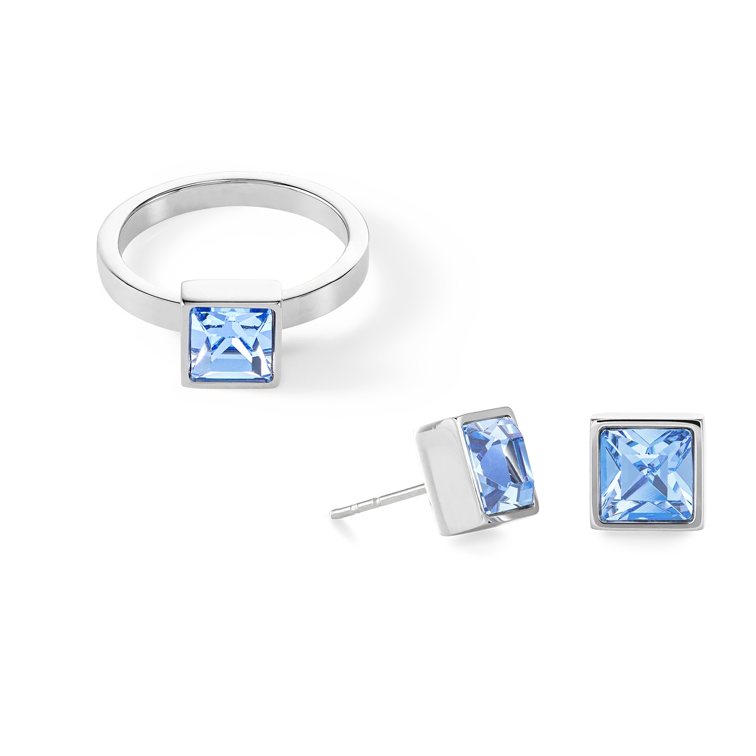 Brilliant Square big bague argent bleu clair - Image 3