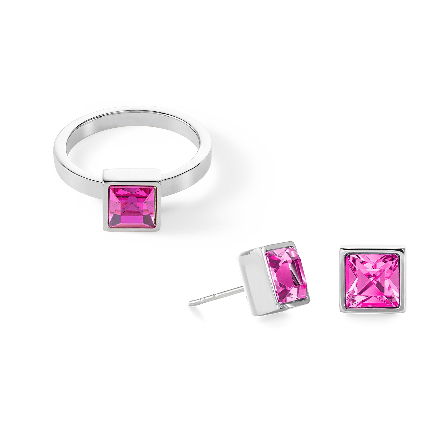 Brilliant Square big bague argent rose vif - Image 3