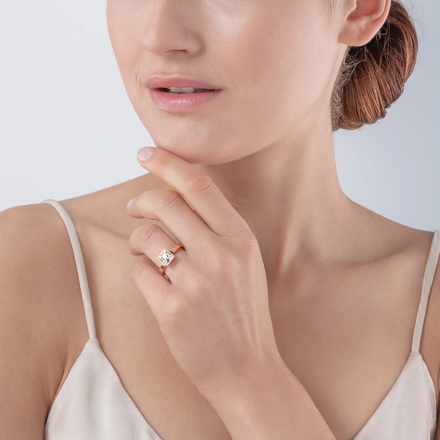 Brilliant Square big bague or rose cristal - Image 4