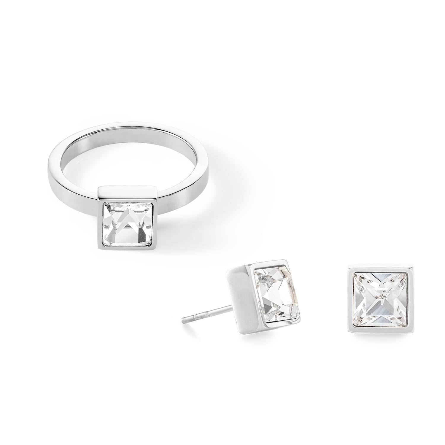 Brilliant Square big boucles d'oreille argent cristal - Image 3