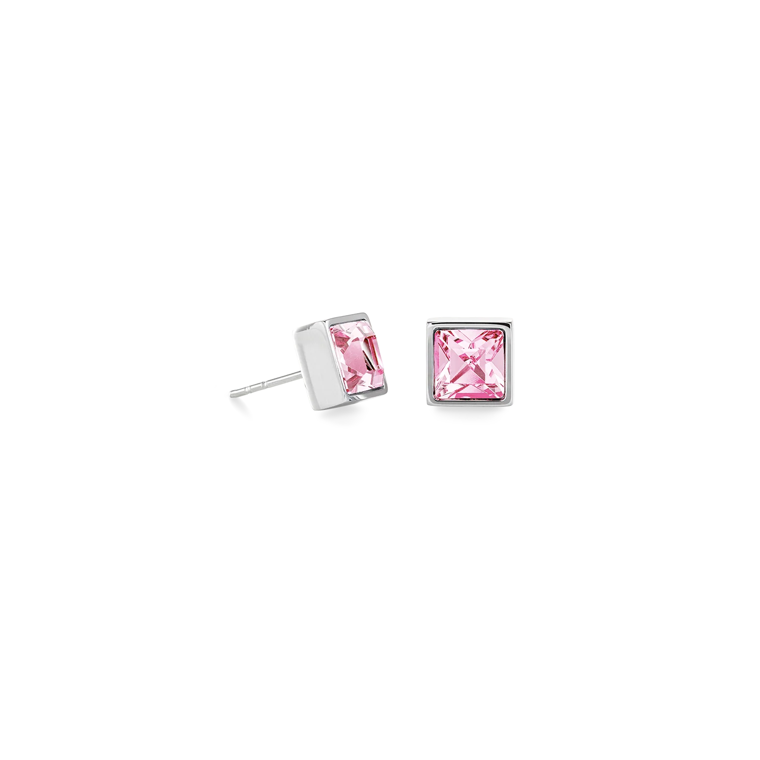 Brilliant Square big boucles d'oreille argent rose