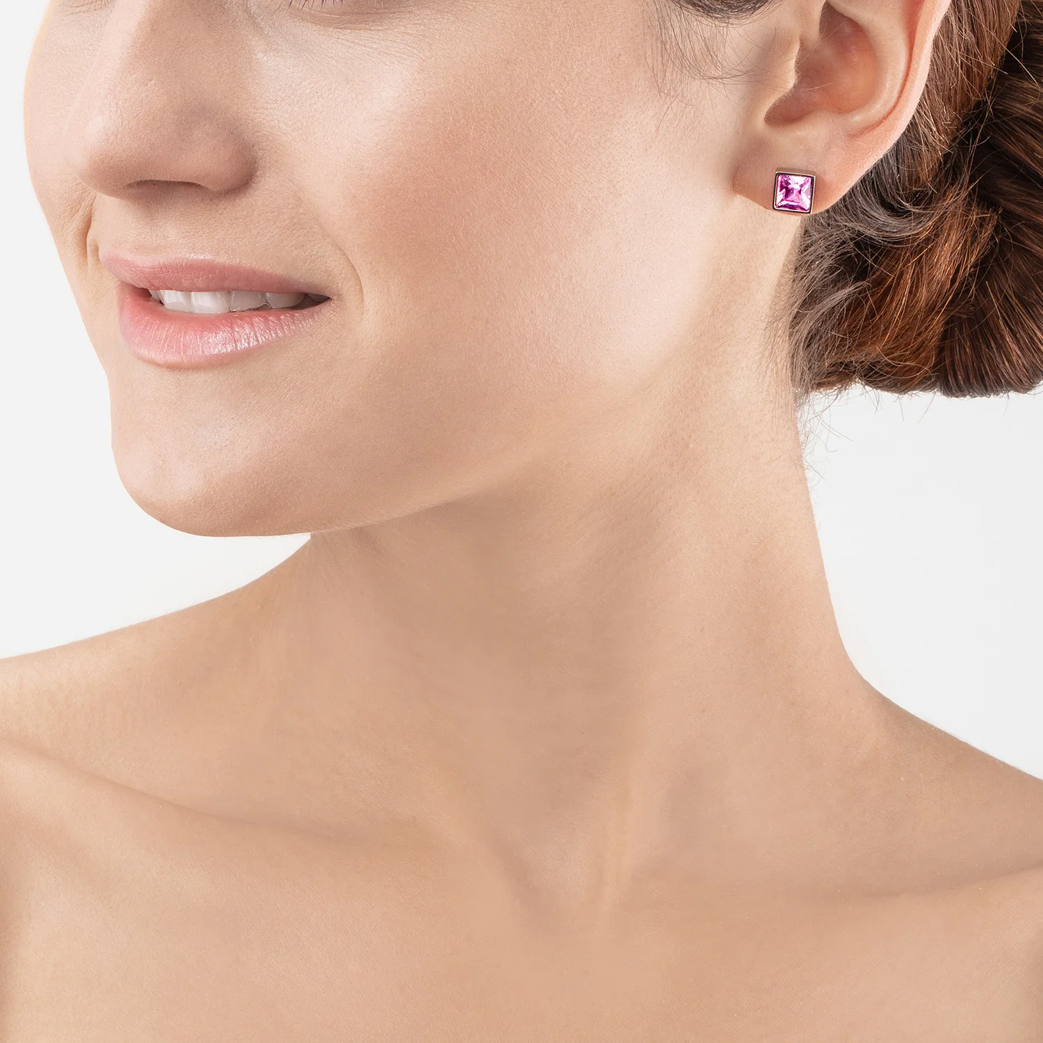 Brilliant Square big boucles d'oreille argent rose - Image 4