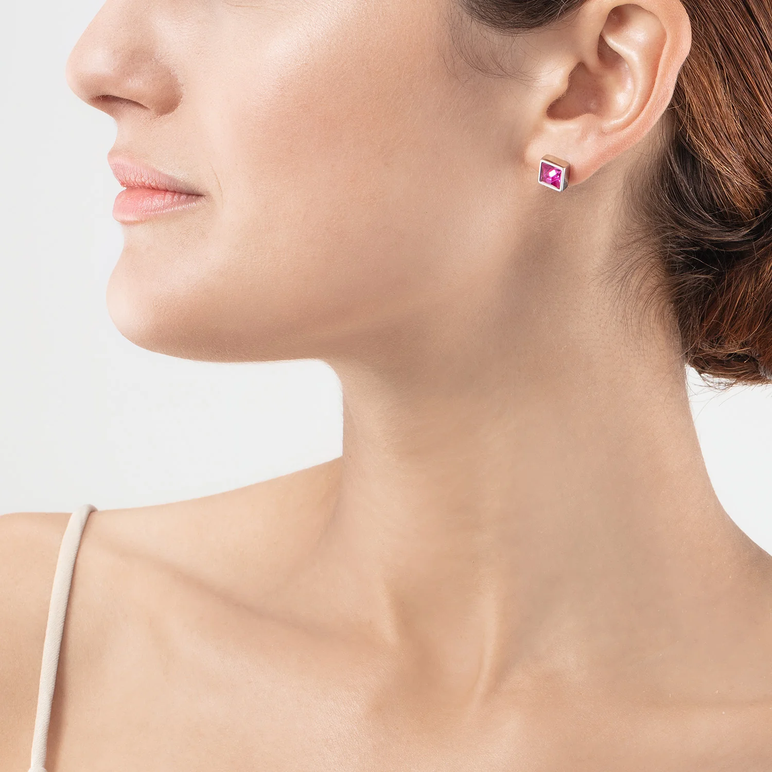 Brilliant Square big boucles d'oreille argent rose vif - Image 3