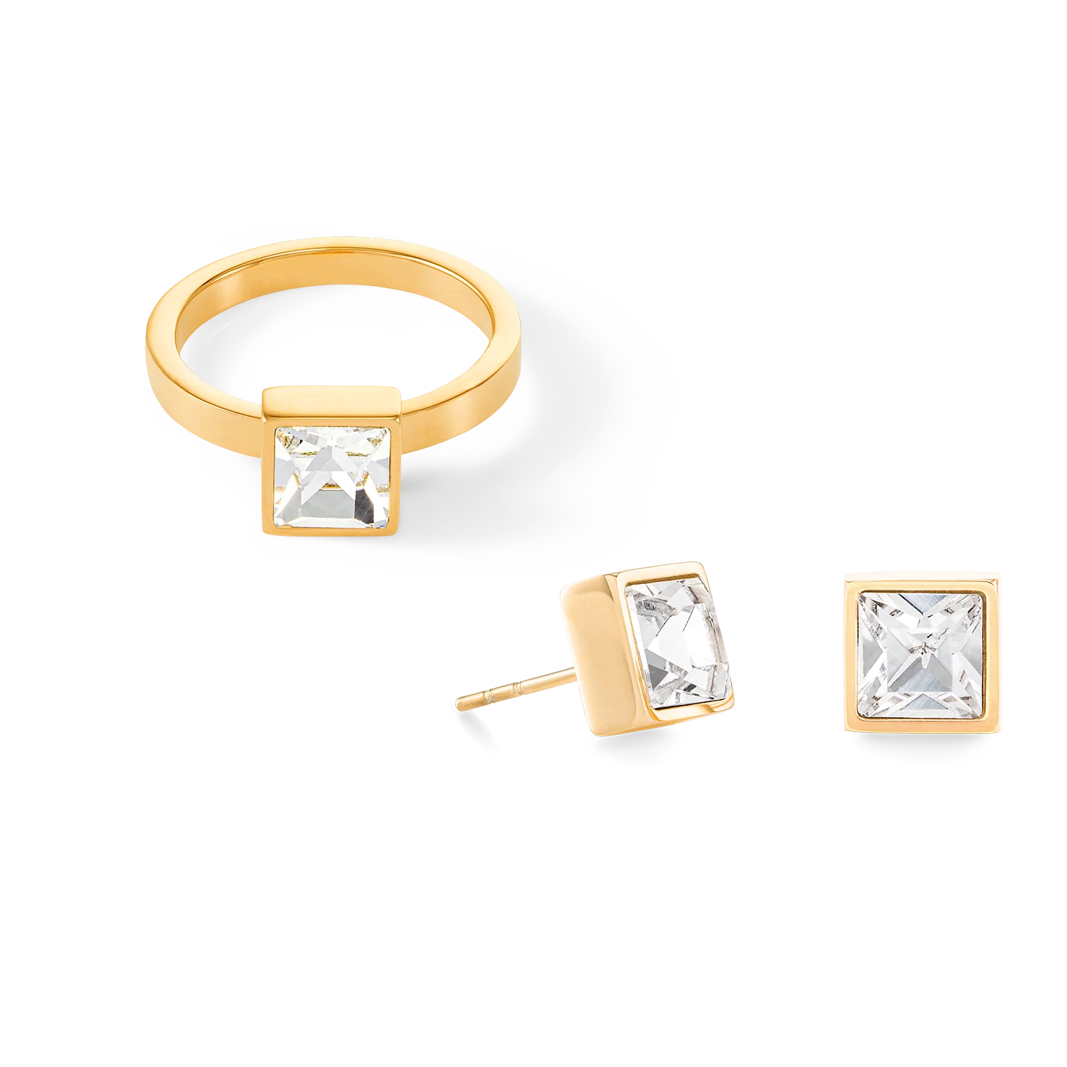 Brilliant Square big boucles d'oreille or cristal - Image 3