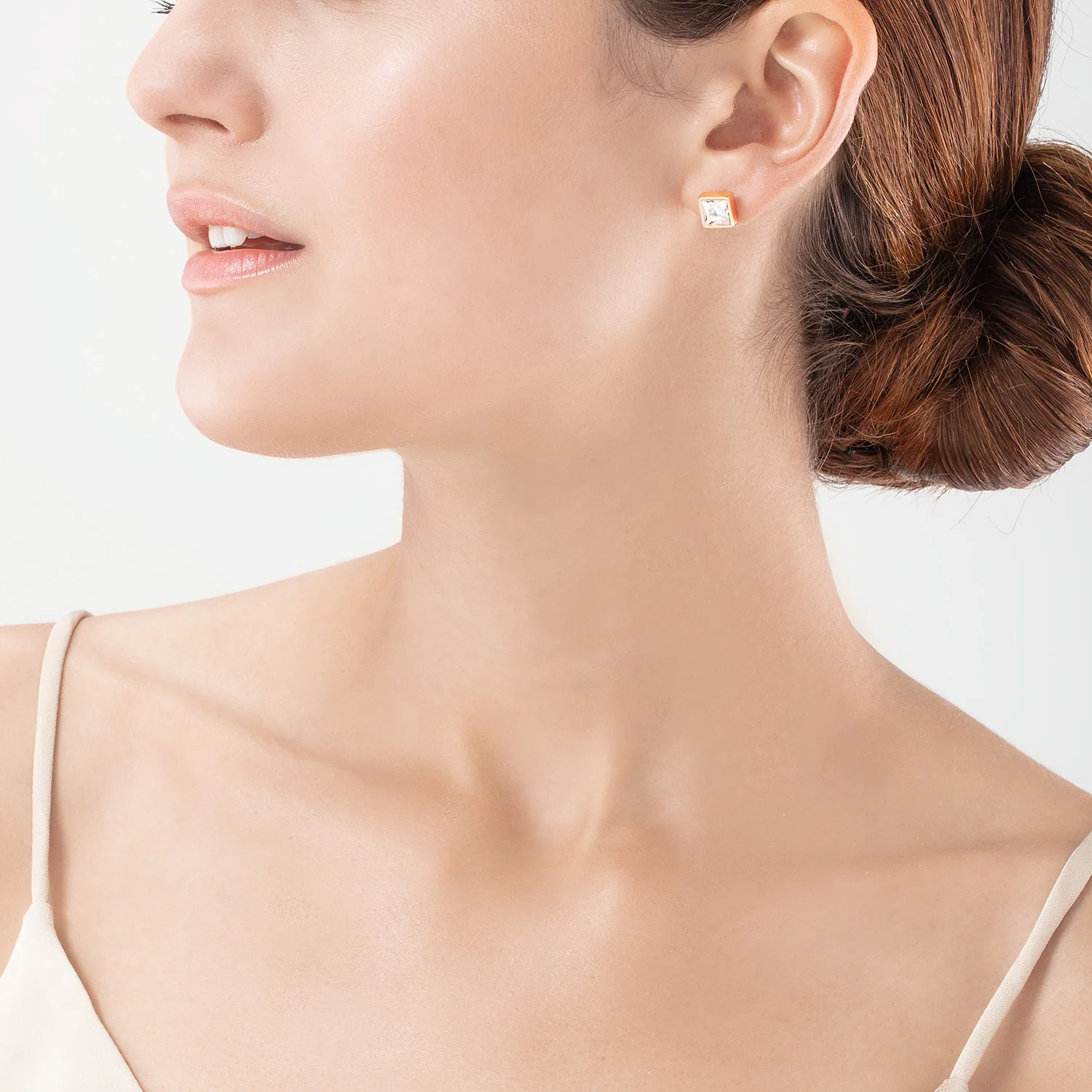 Brilliant Square big boucles d'oreille or rose cristal - Image 4