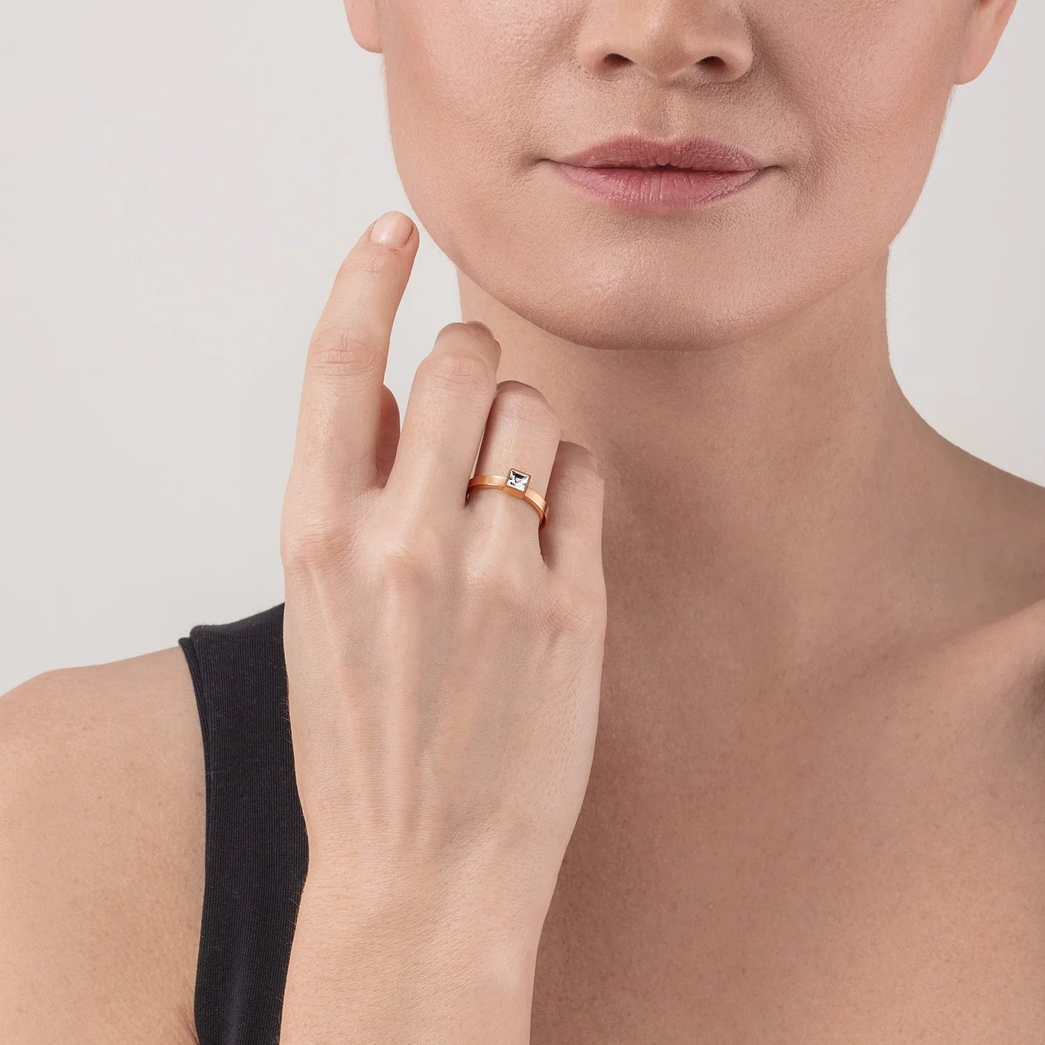 Brilliant Square small bague or rose cristal - Image 3