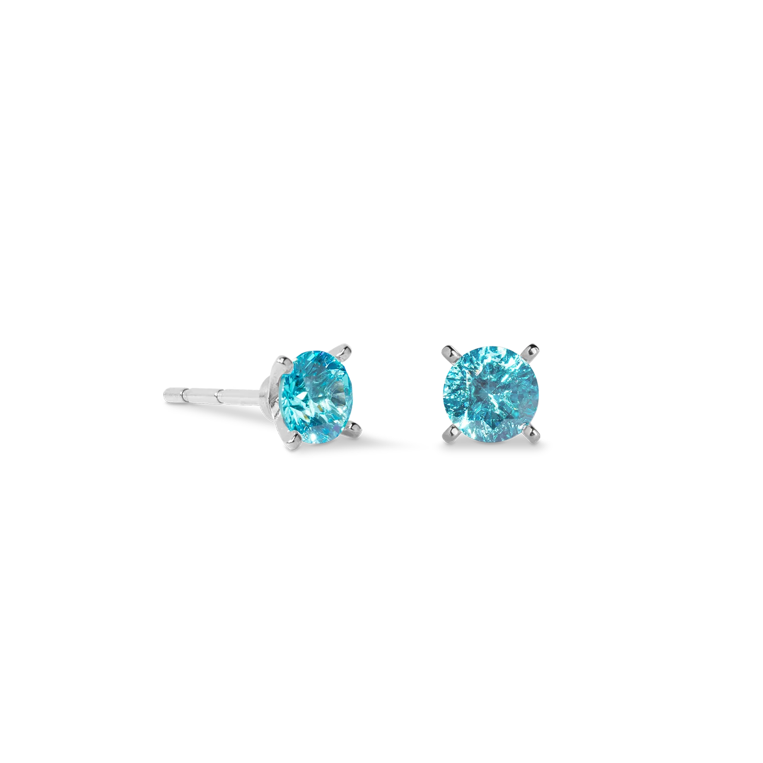 Clous d'oreilles Glam Dot 5 mm argent-aqua - Image 2