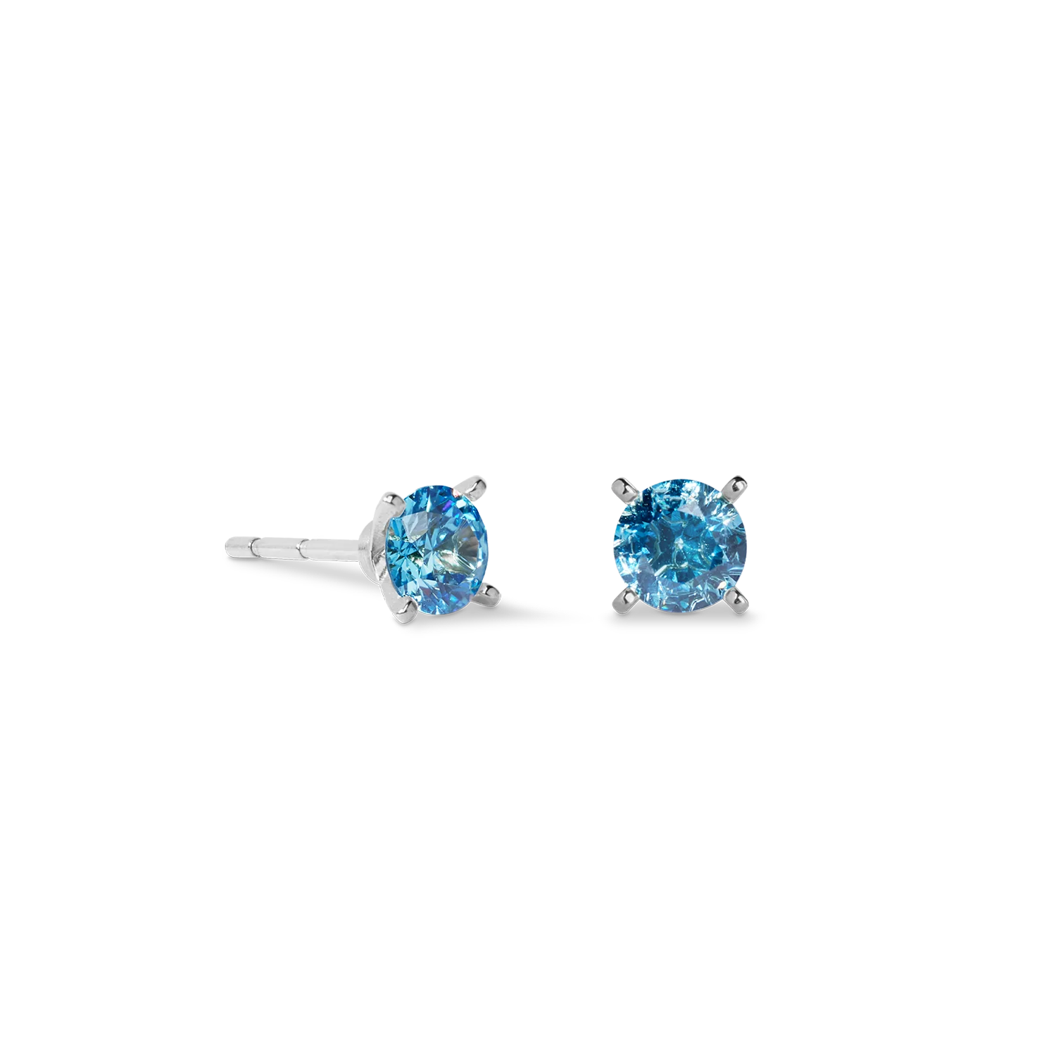 Clous d'oreilles Glam Dot 5 mm argent-bleu - Image 2