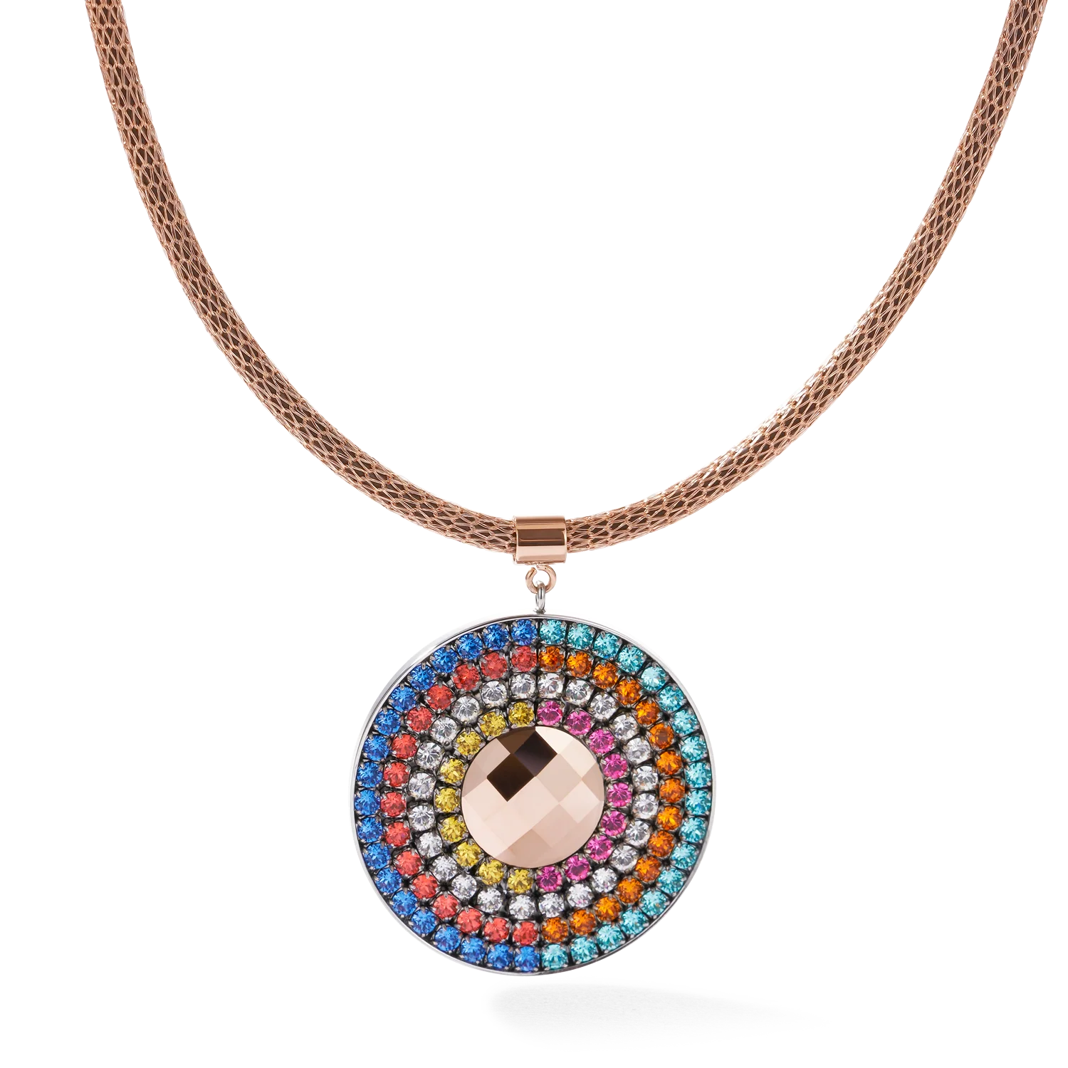Collier Amulette Cristaux & maille multicolore - Image 4