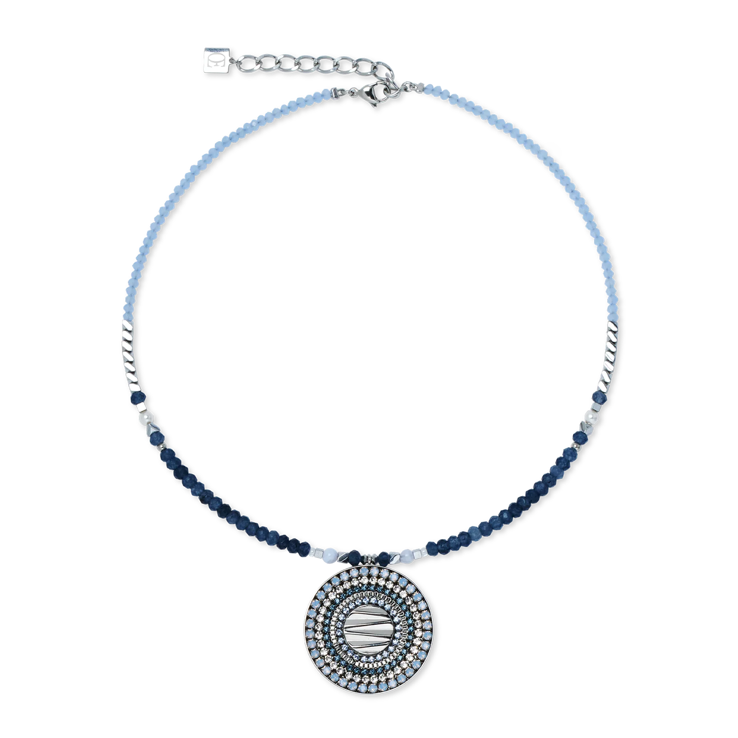 Collier Amulette Modern Future argent-bleu