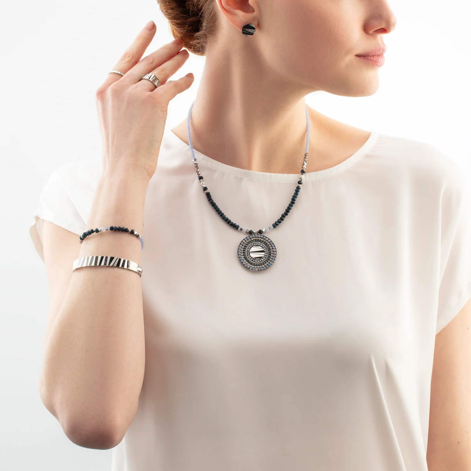 Collier Amulette Modern Future argent-bleu - Image 4