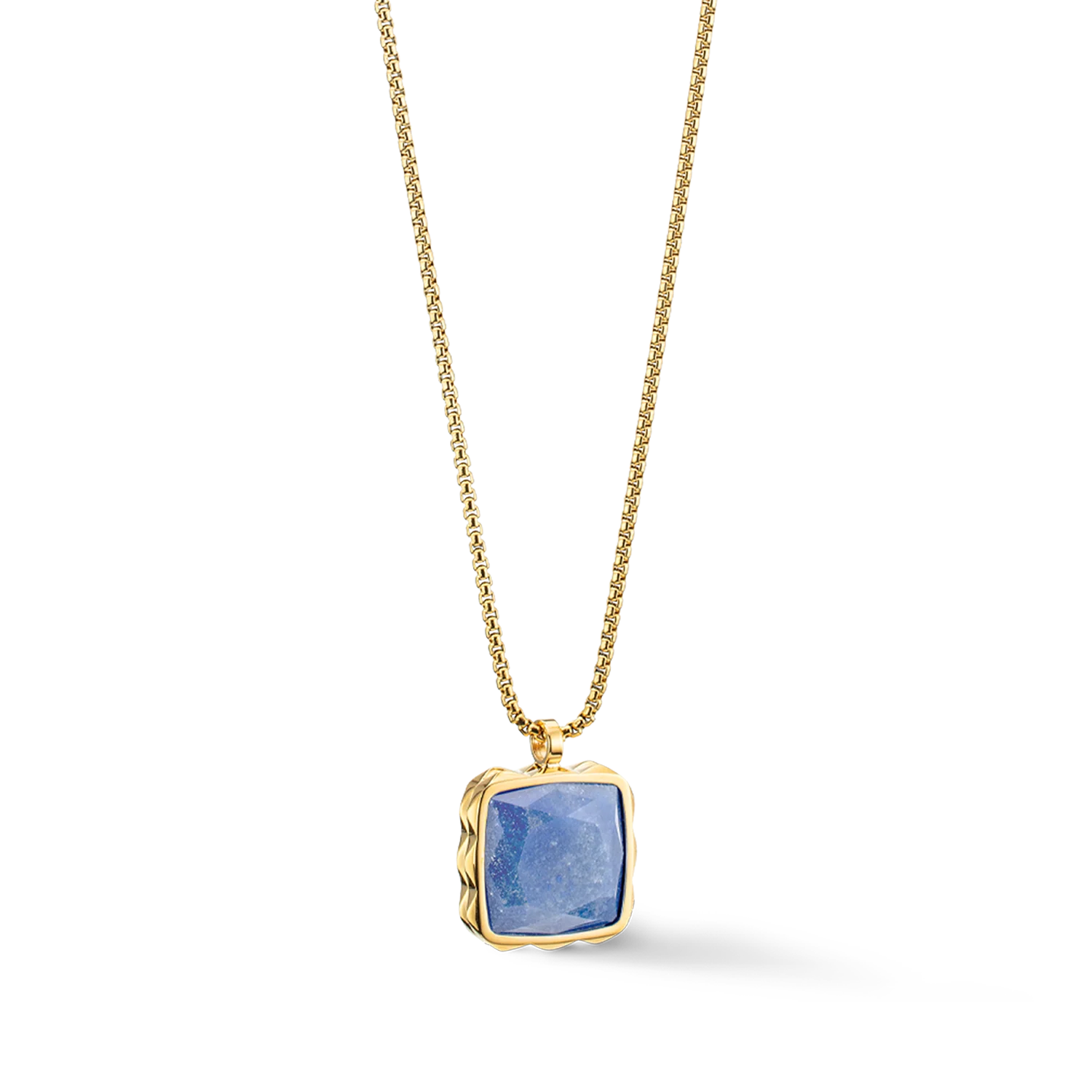 Collier Amulette Spikes Square Aventurine or-bleu - Image 2