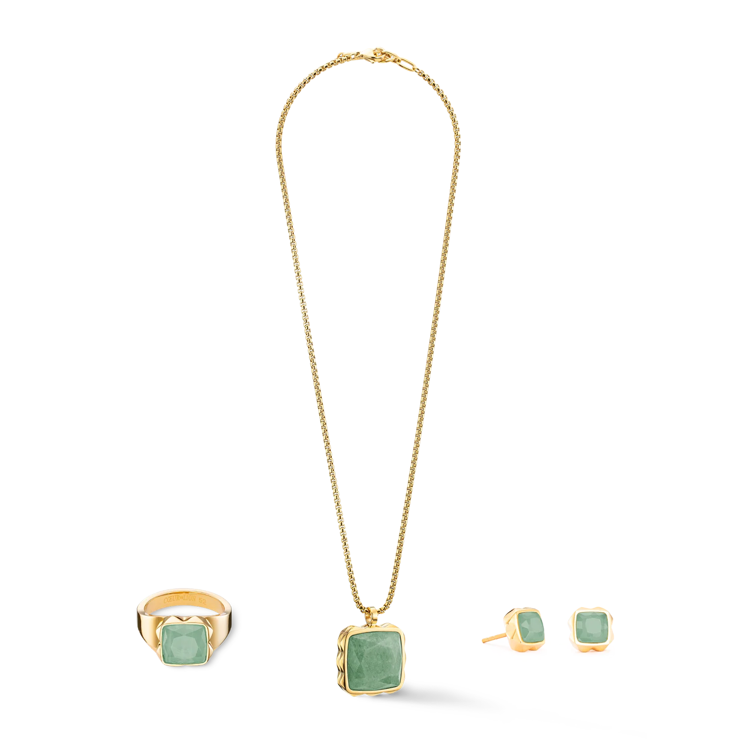 Collier Amulette Spikes Square Aventurine or-vert - Image 3