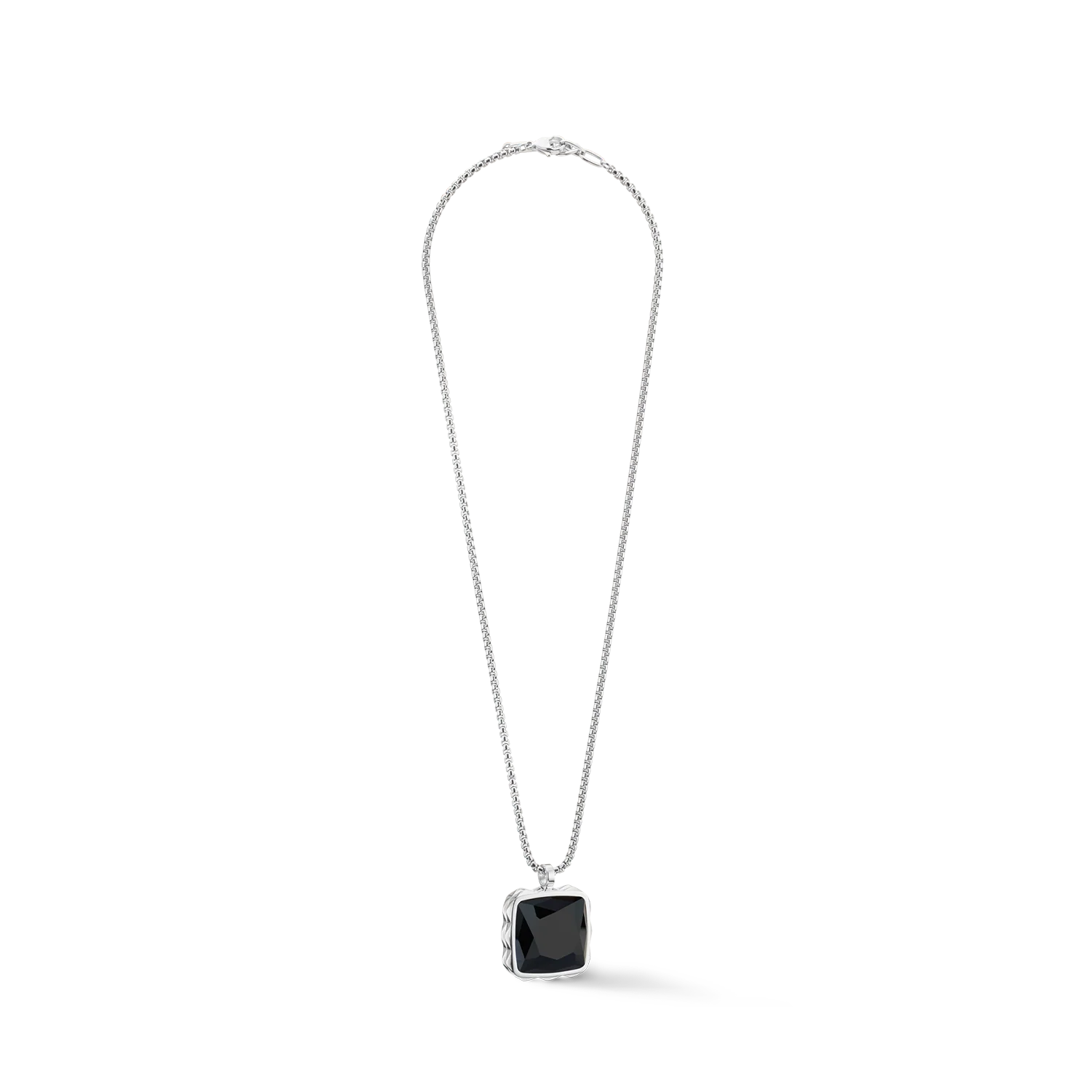 Collier Amulette Spikes Square Onyx argent-noir