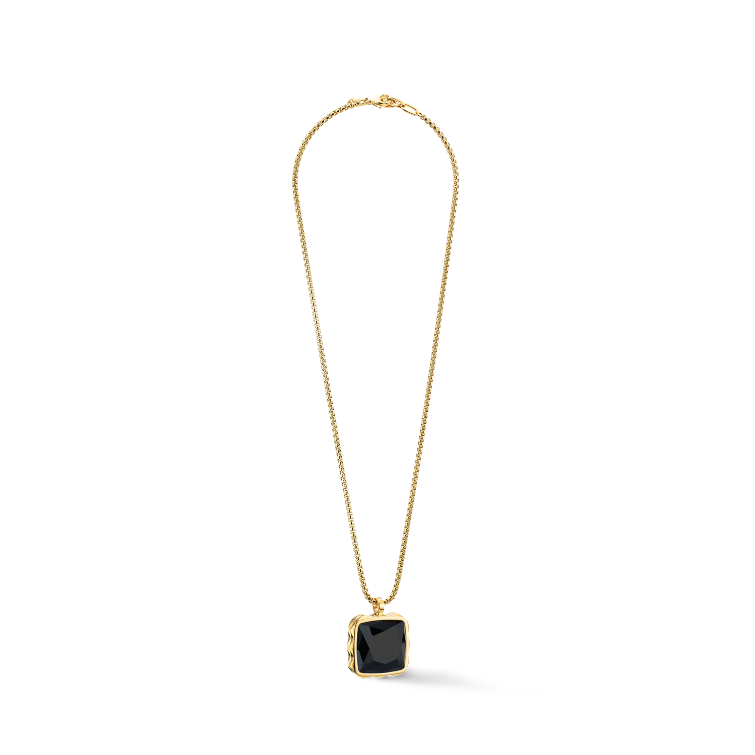 Collier Amulette Spikes Square Onyx or-noir