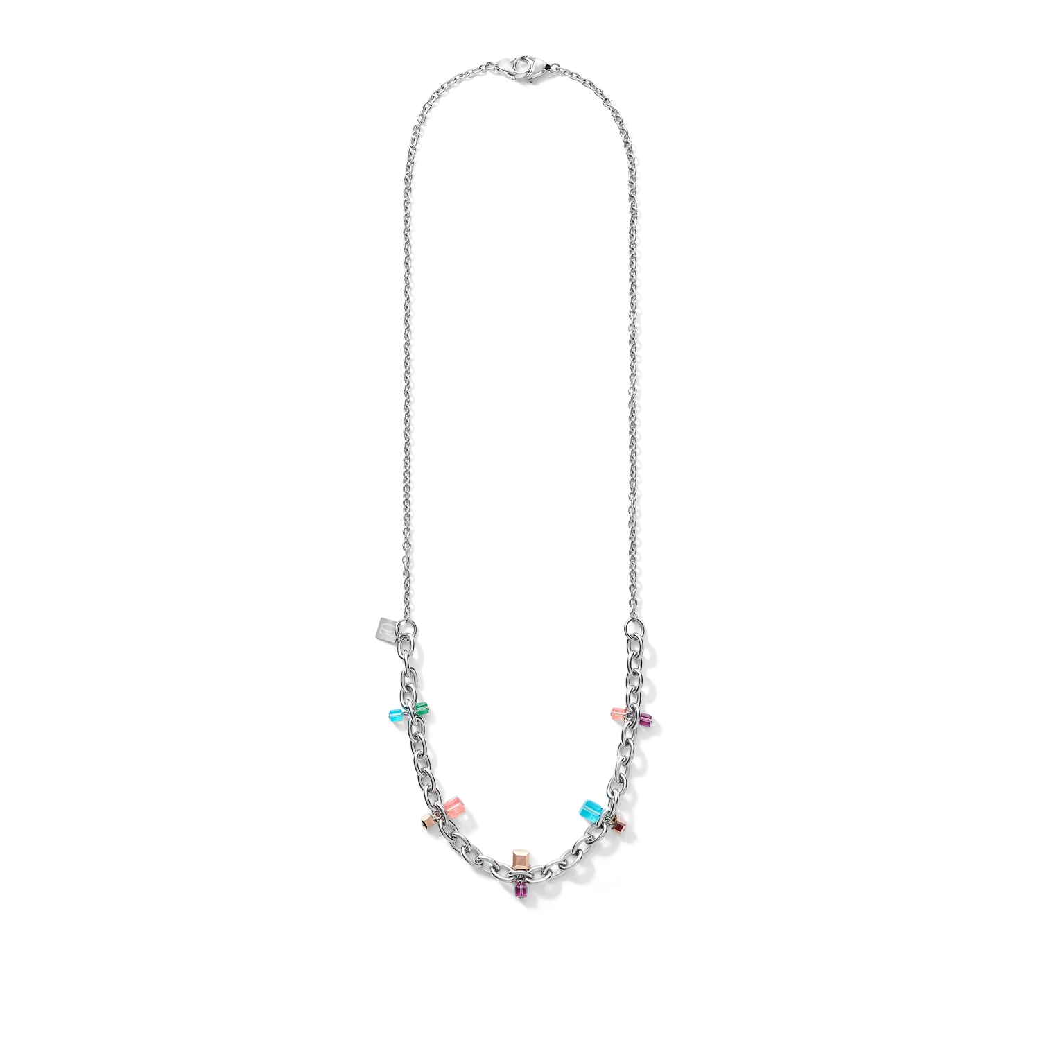 Collier casual & chunky chain acier & Cristaux  argent-multicolore Art Nouveau - Image 5