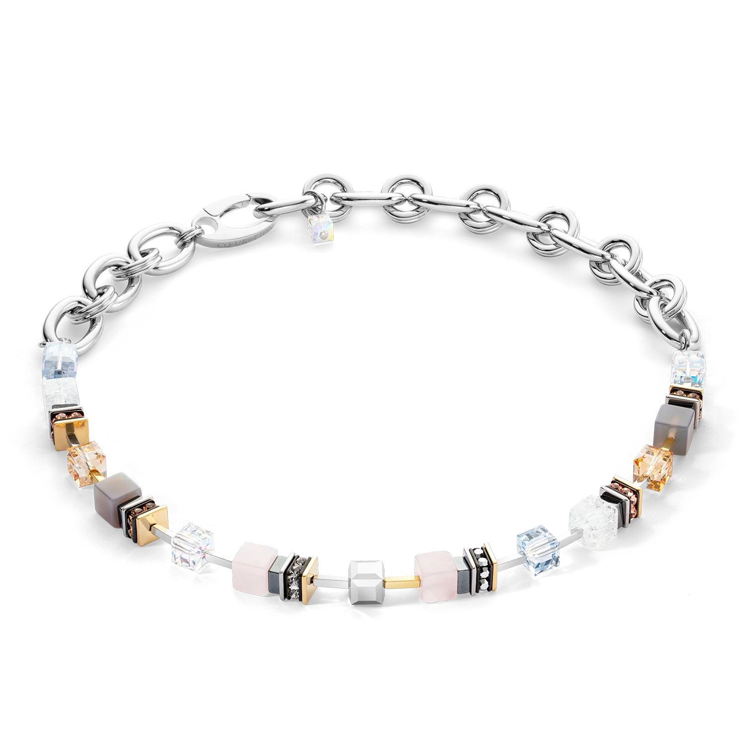 Collier Chunky Cubes & Chain Runway Exlusive bicolore