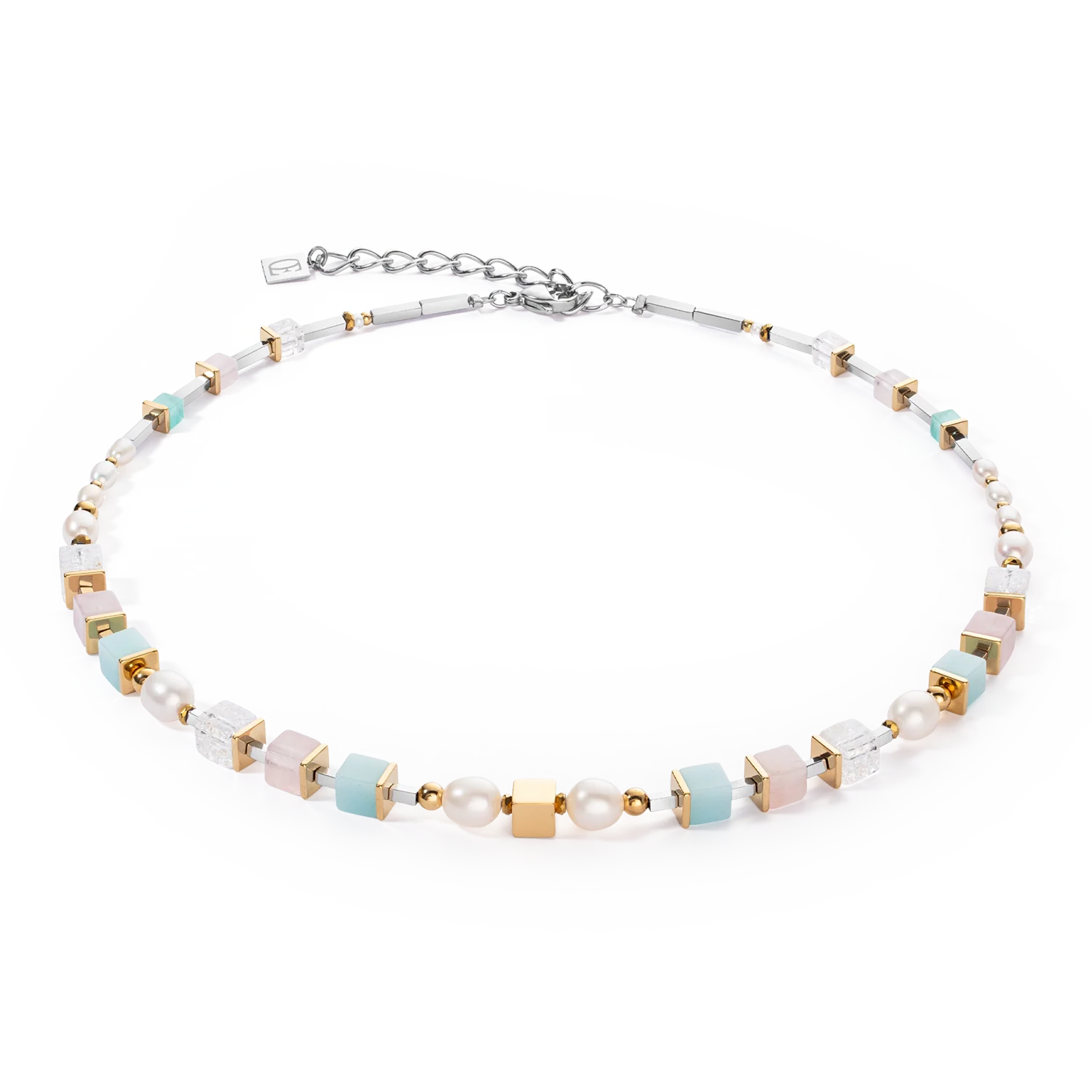 Collier Classic Romantic Cubes & Pearls bicolor