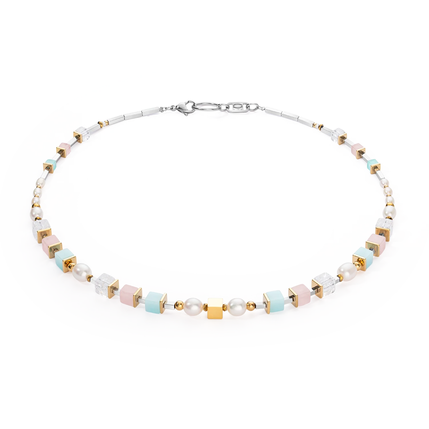 Collier Cool Romantic Cubes & Pearls bicolore - Image 6