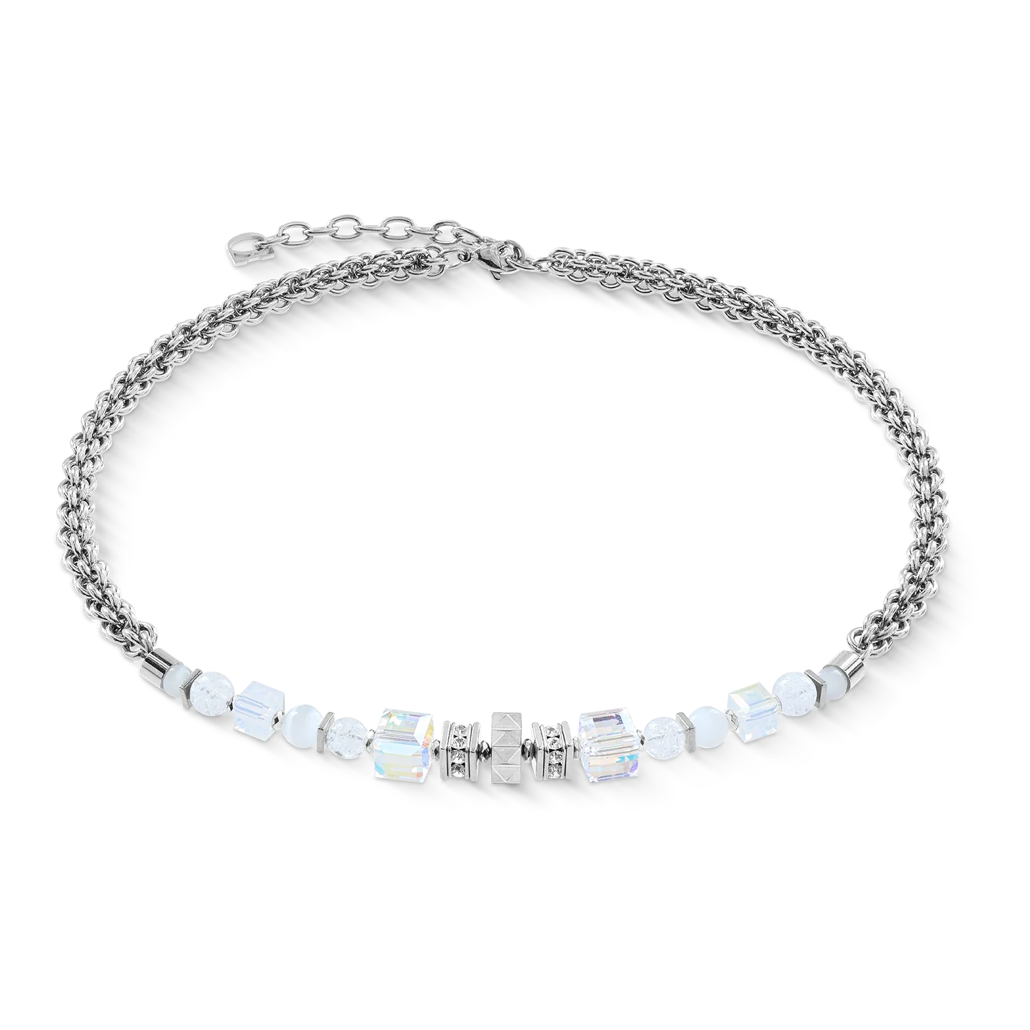 Collier Cube Nexus argent blanc