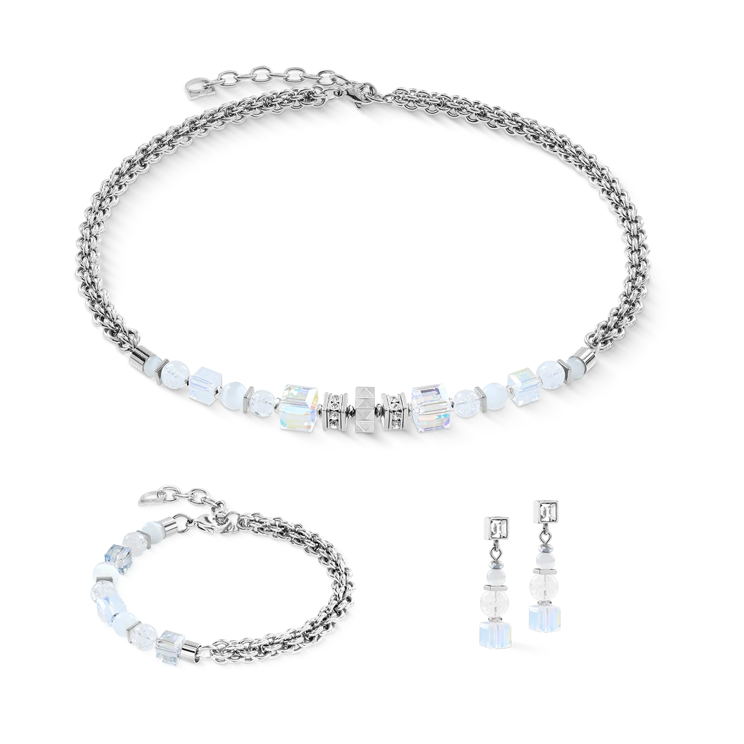 Collier Cube Nexus argent blanc - Image 3