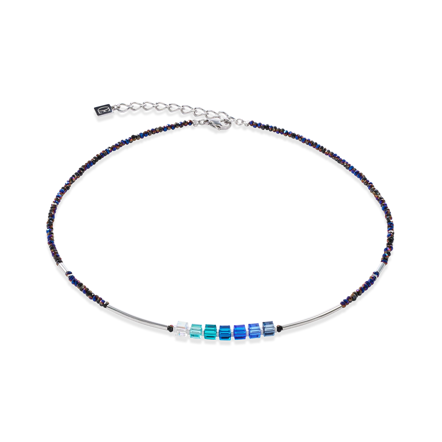 Collier Cube Story Minimalistic Sparkling bleu