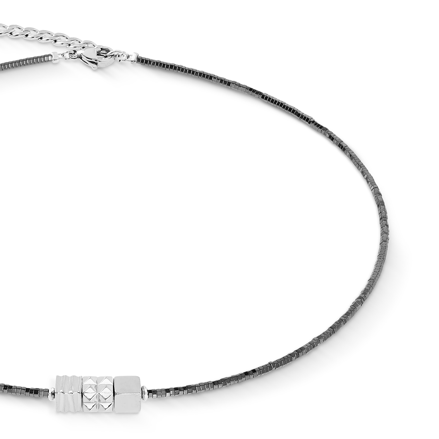 Collier Cube Trio Facets argent-gris - Image 2
