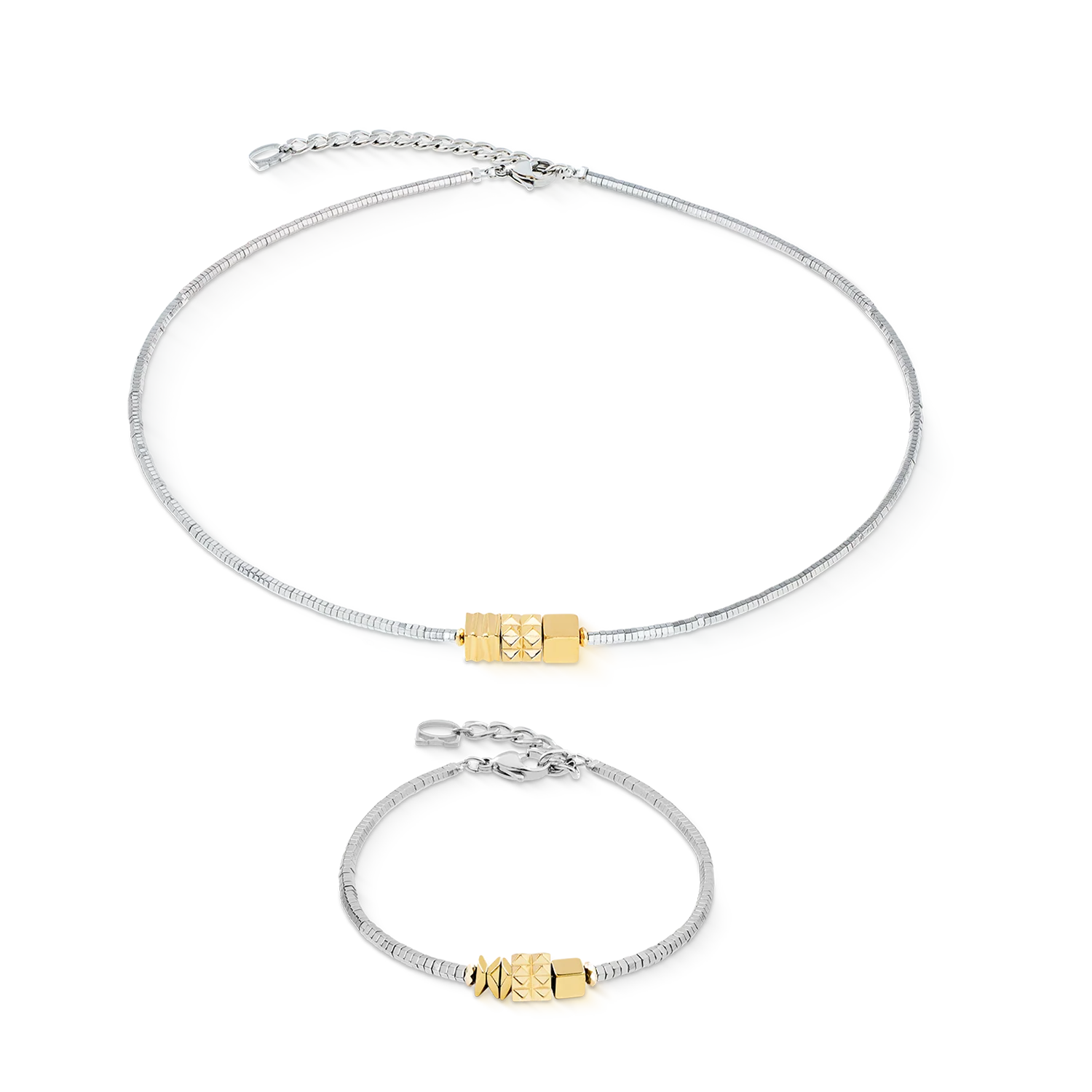 Collier Cube Trio Facets or-argent - Image 3