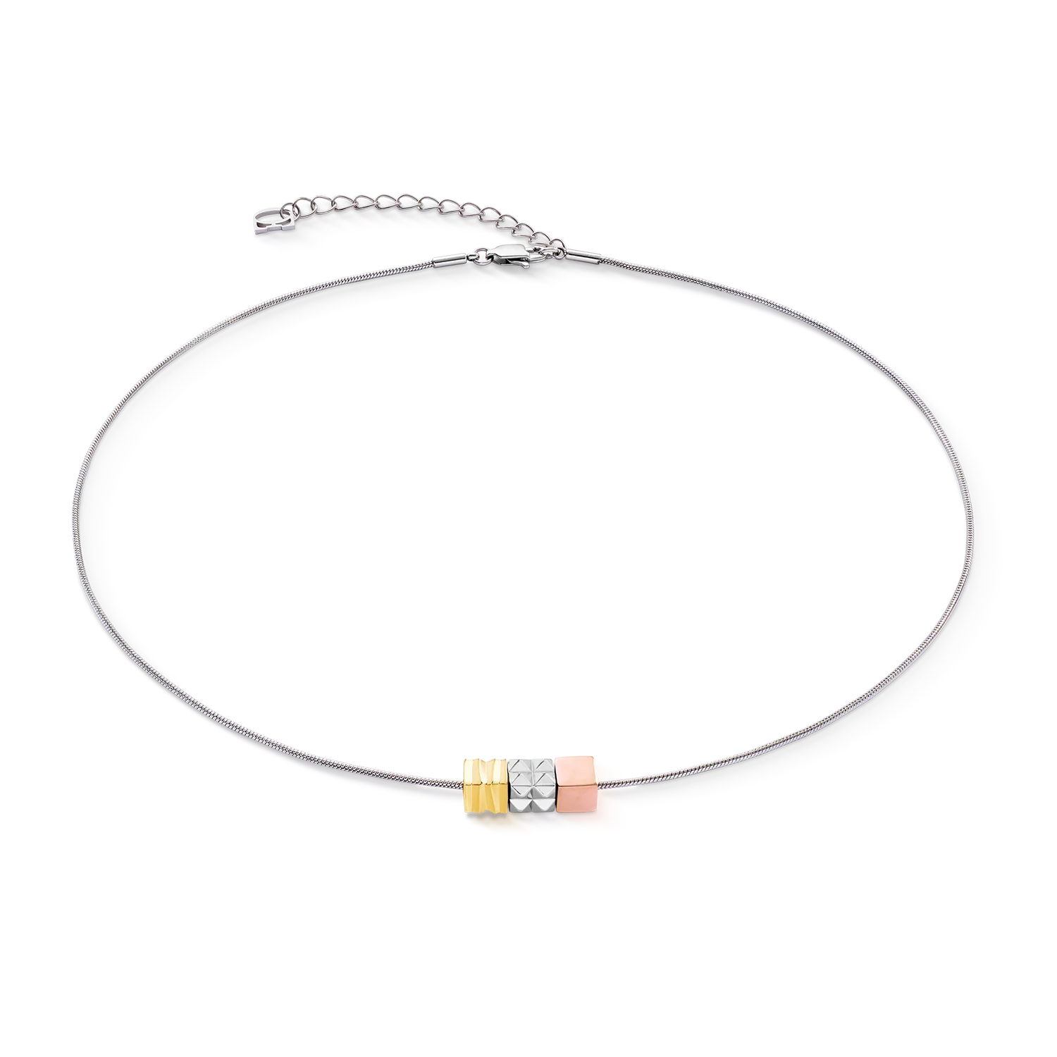 Collier Cube Trio Facets Snake tricolore