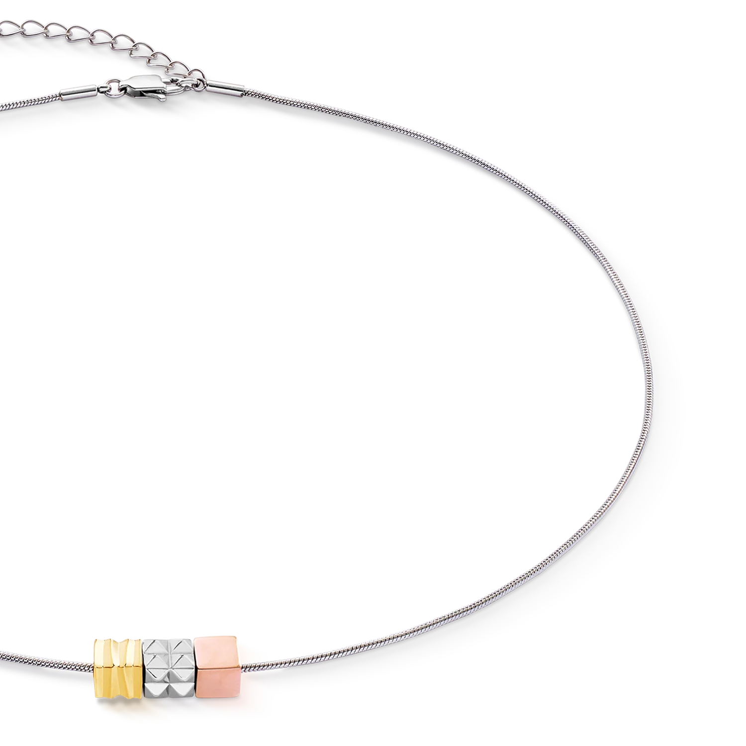Collier Cube Trio Facets Snake tricolore - Image 2
