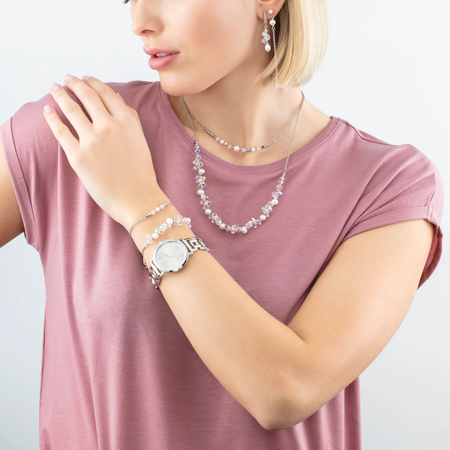 Collier Dancing Crystals & Pearls argent - Image 4