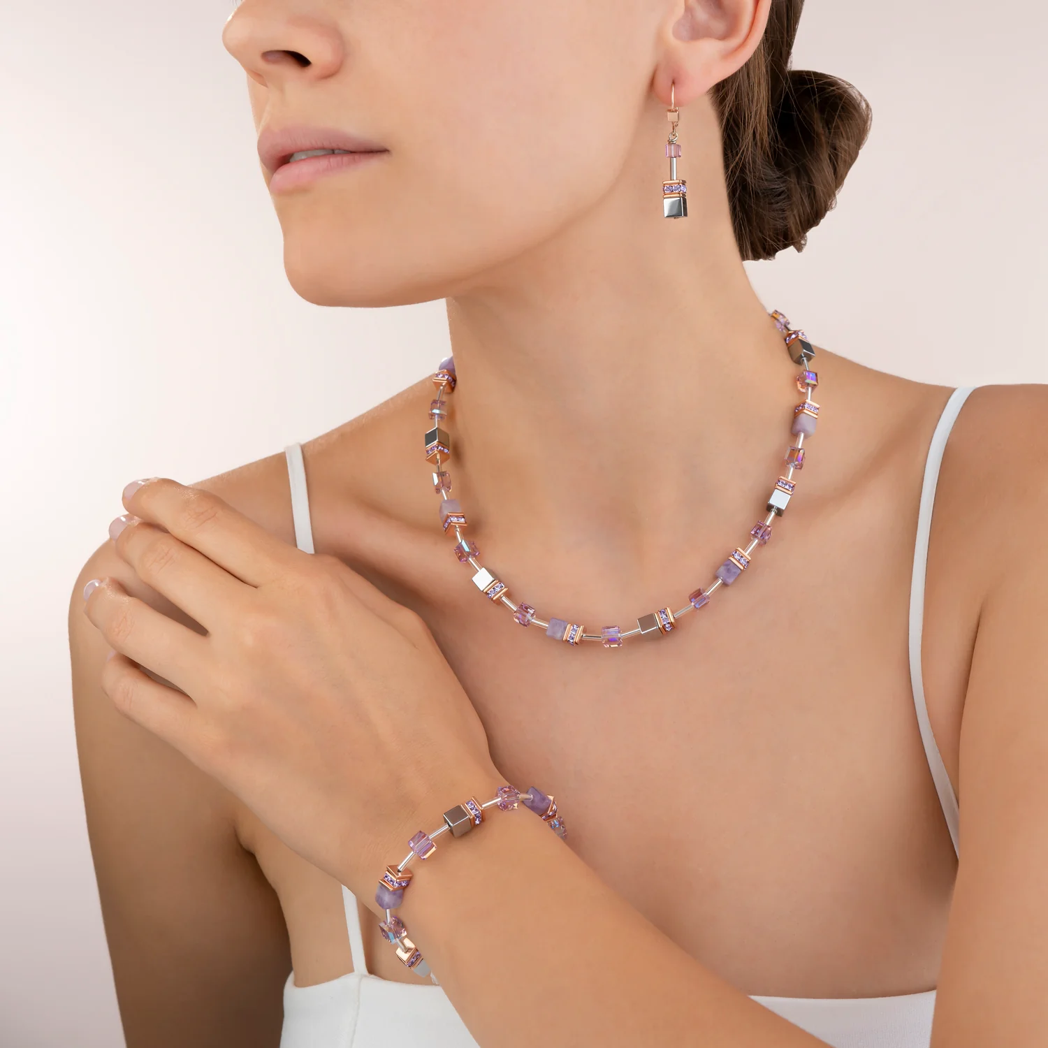 Collier GeoCUBE® Améthyste clair & hématite lilas - Image 4