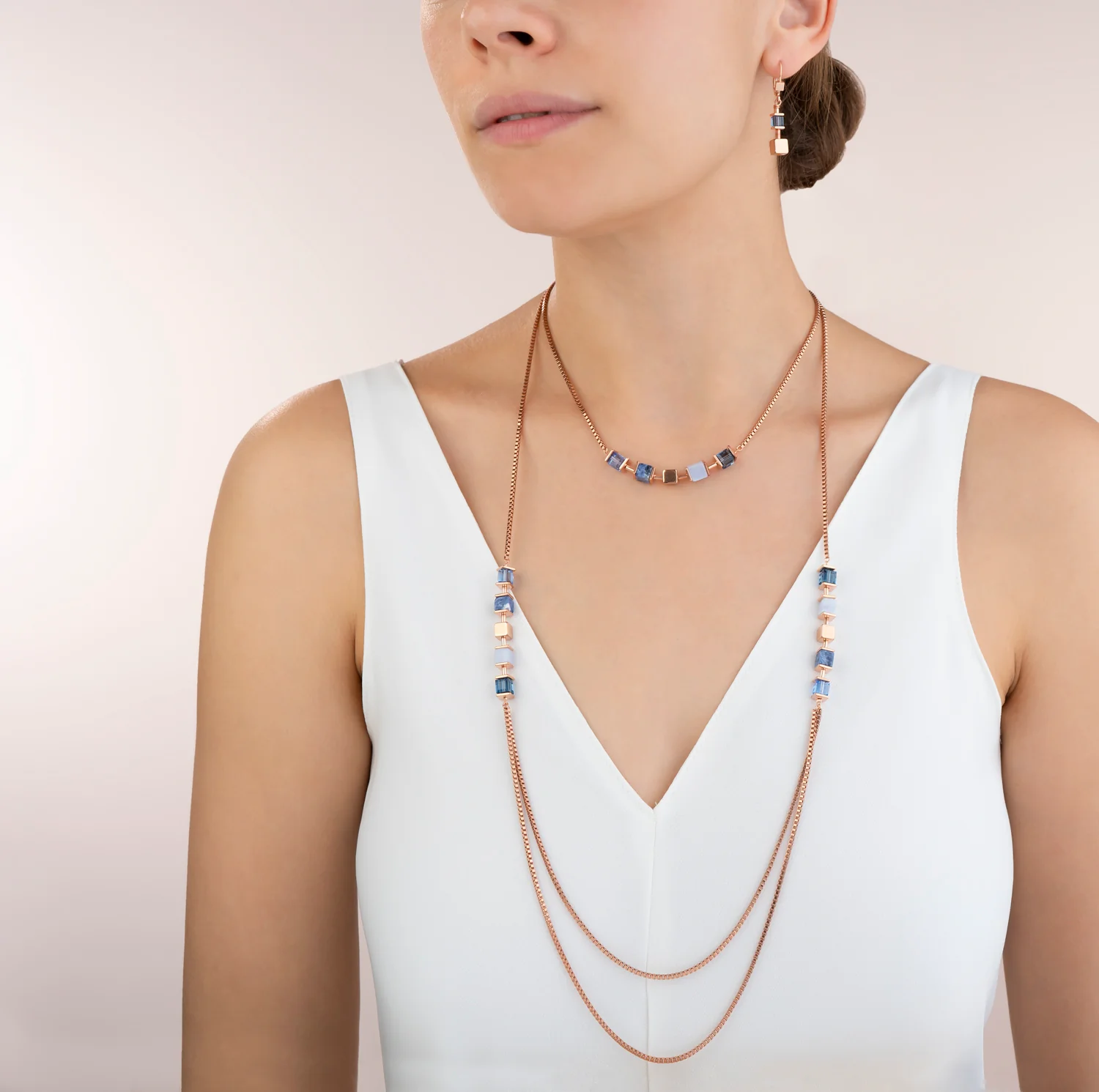Collier GeoCUBE® & chaîne large bleu - Image 5