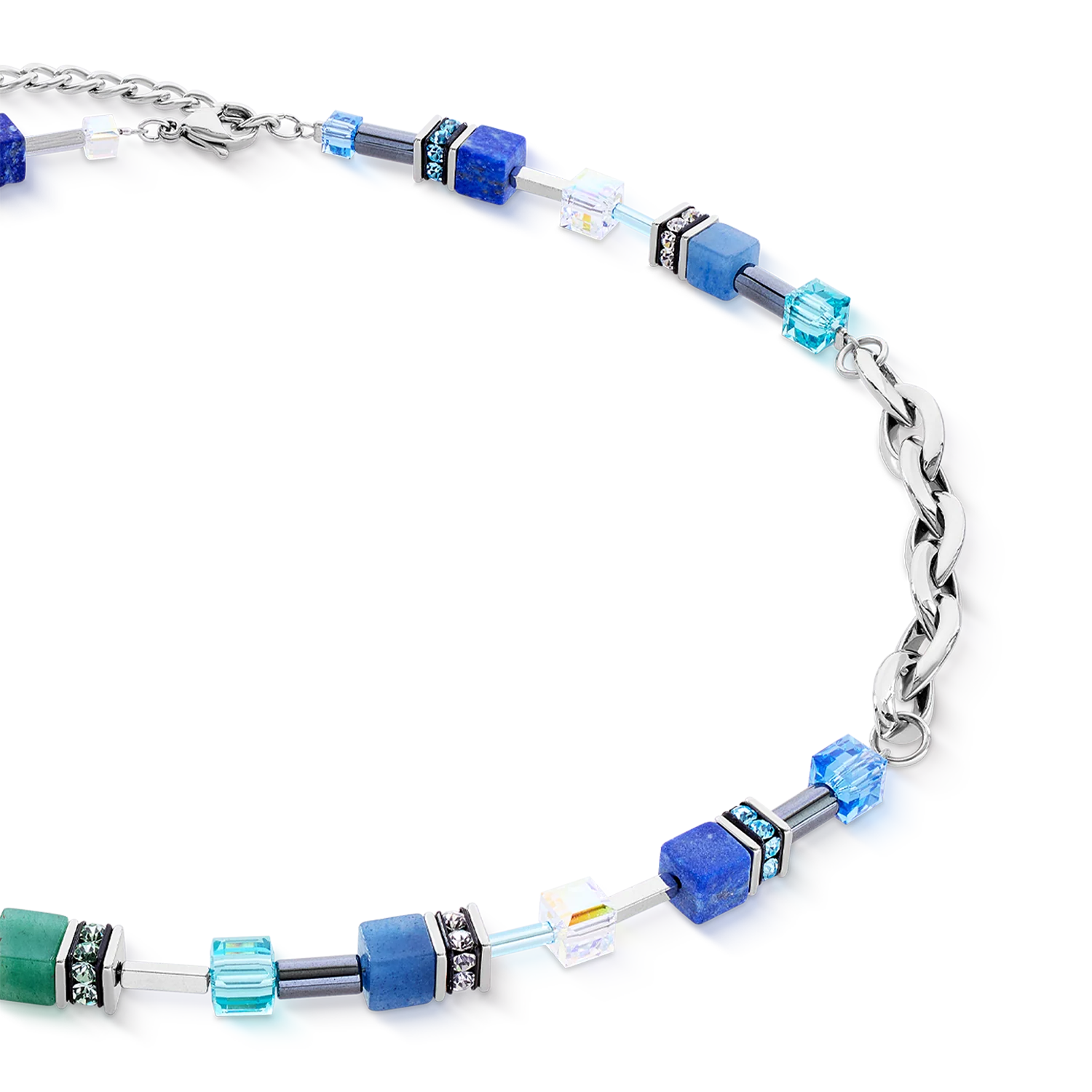 Collier GeoCUBE® Chunky Chain argent-bleu - Image 2