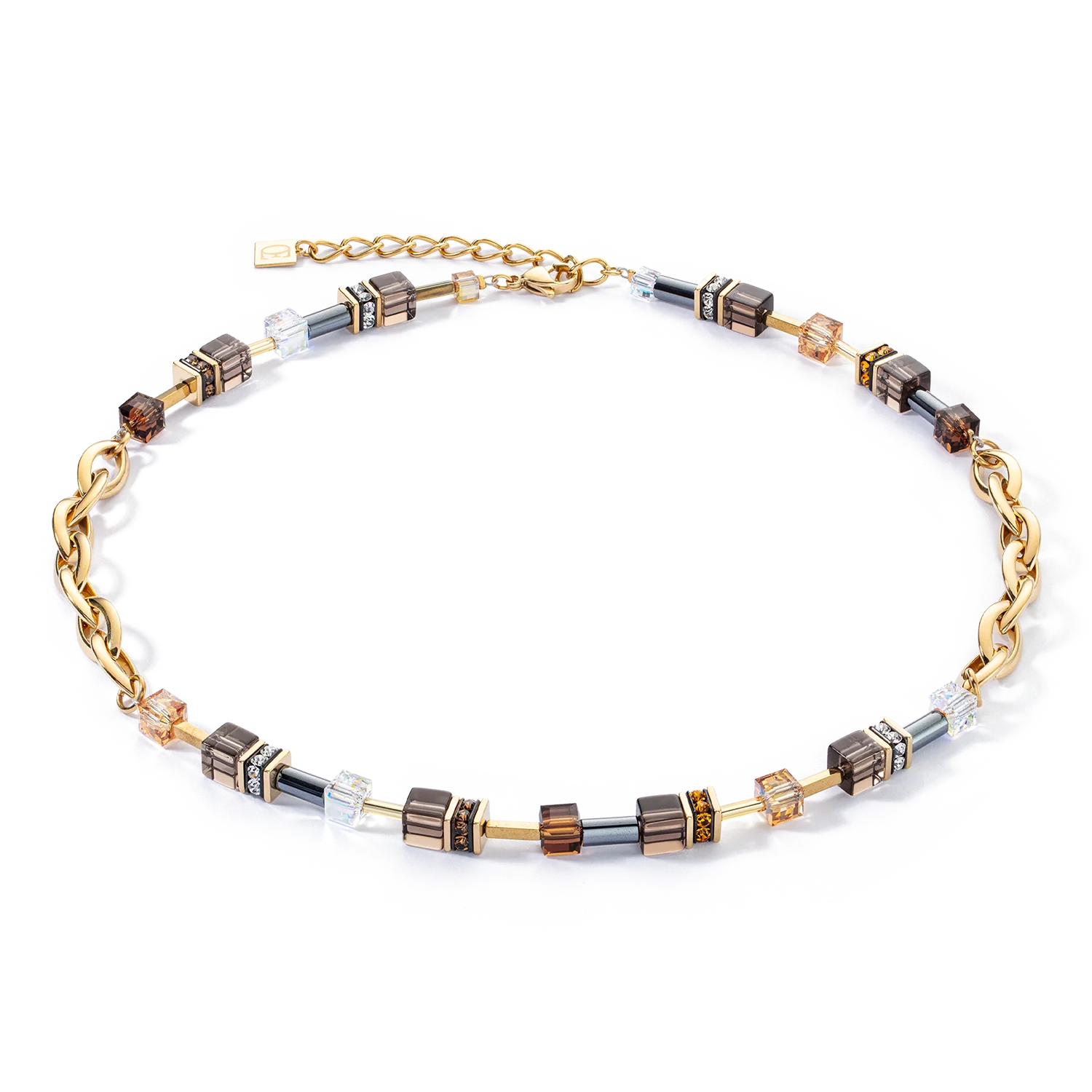 Collier GeoCUBE® Chunky Chain or-brun