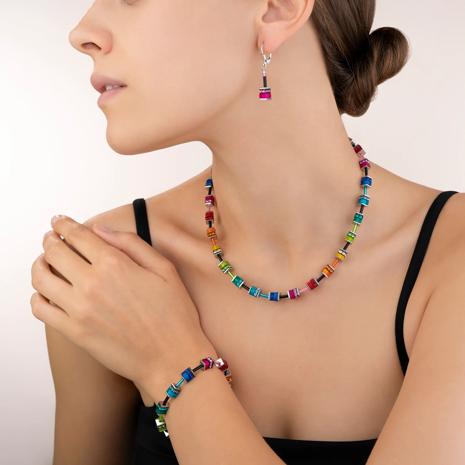 Collier GeoCUBE® classique polaris & strass multicolore - Image 4