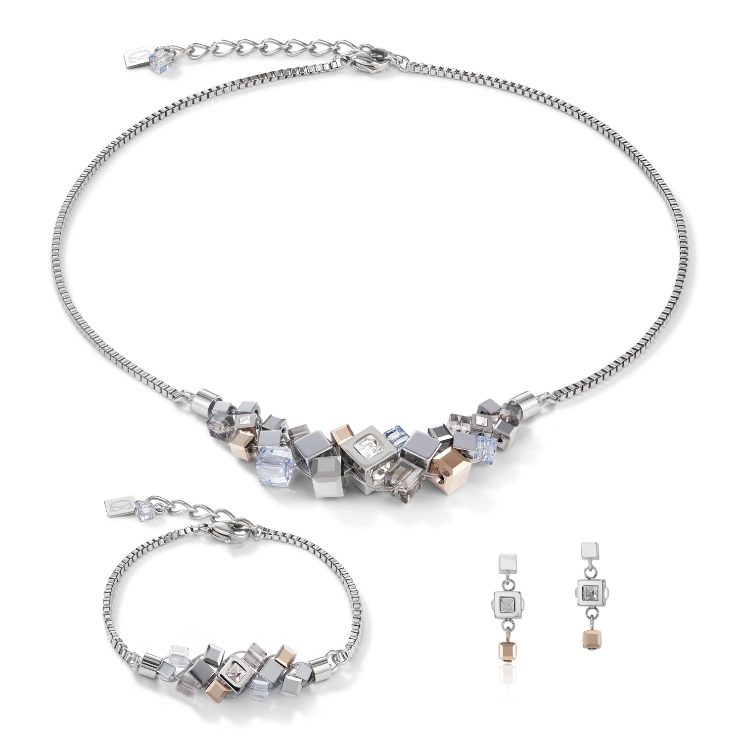 Collier GeoCUBE® cluster argent-or rose - Image 3