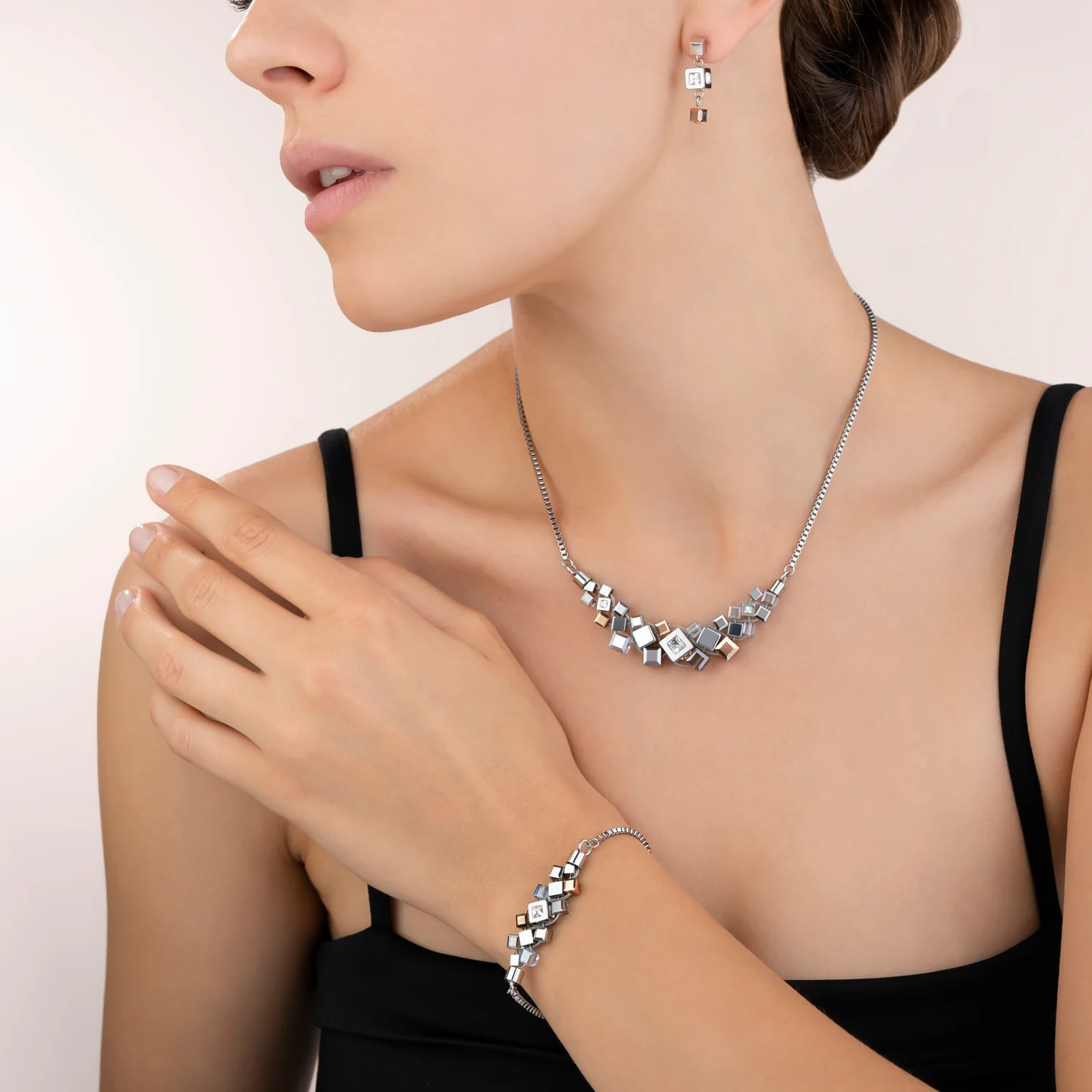 Collier GeoCUBE® cluster argent-or rose - Image 4