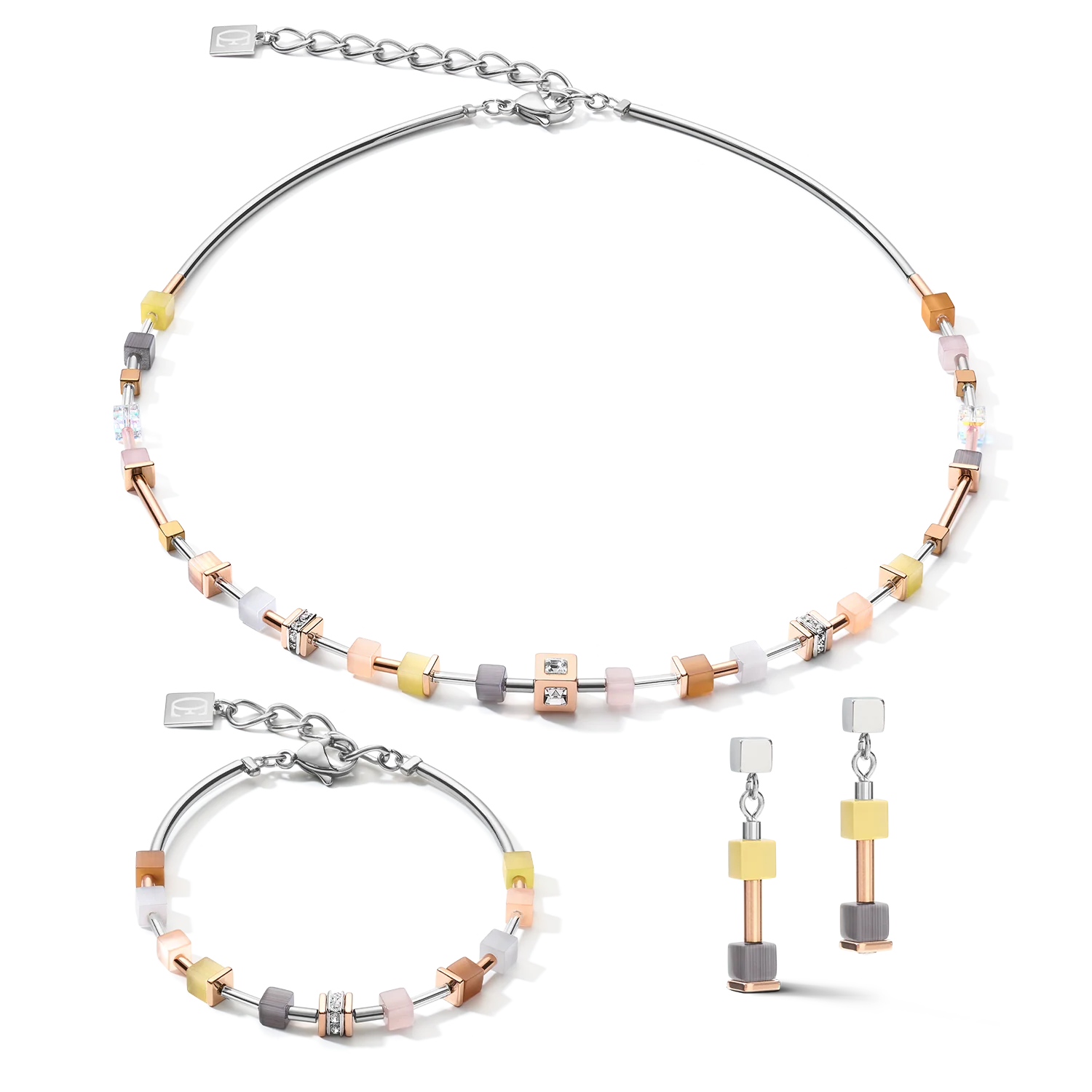Collier GeoCUBE® fin beige-olive pastel - Image 3